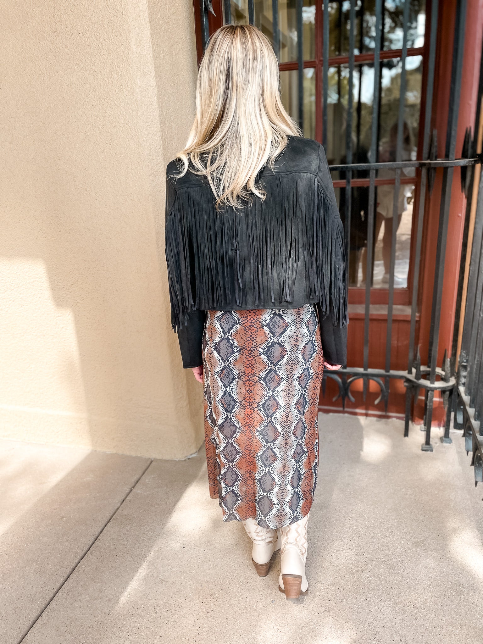 Jolene Suede Fringe Jacket - Black