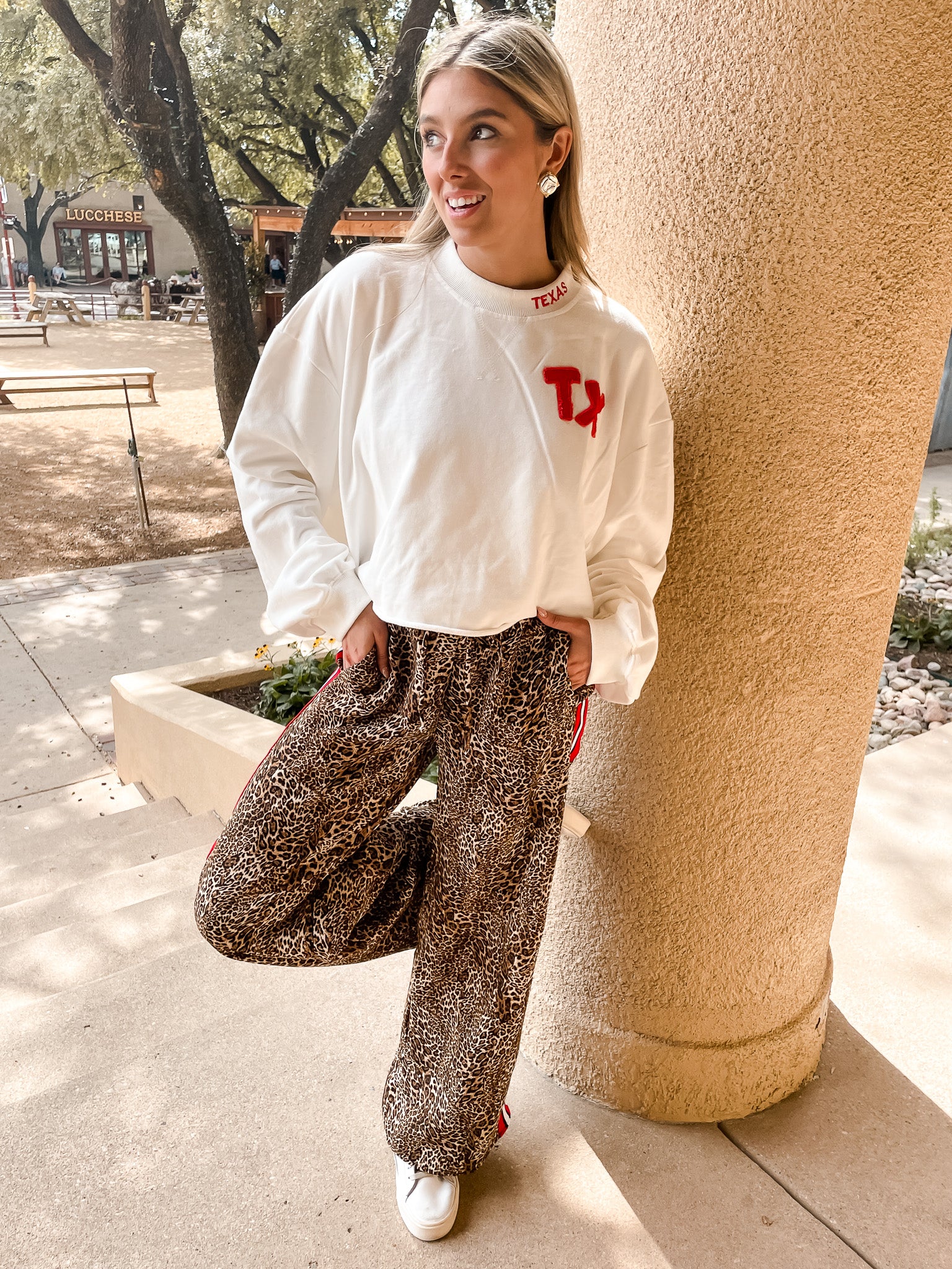 Contrast Stripe Leopard Pant