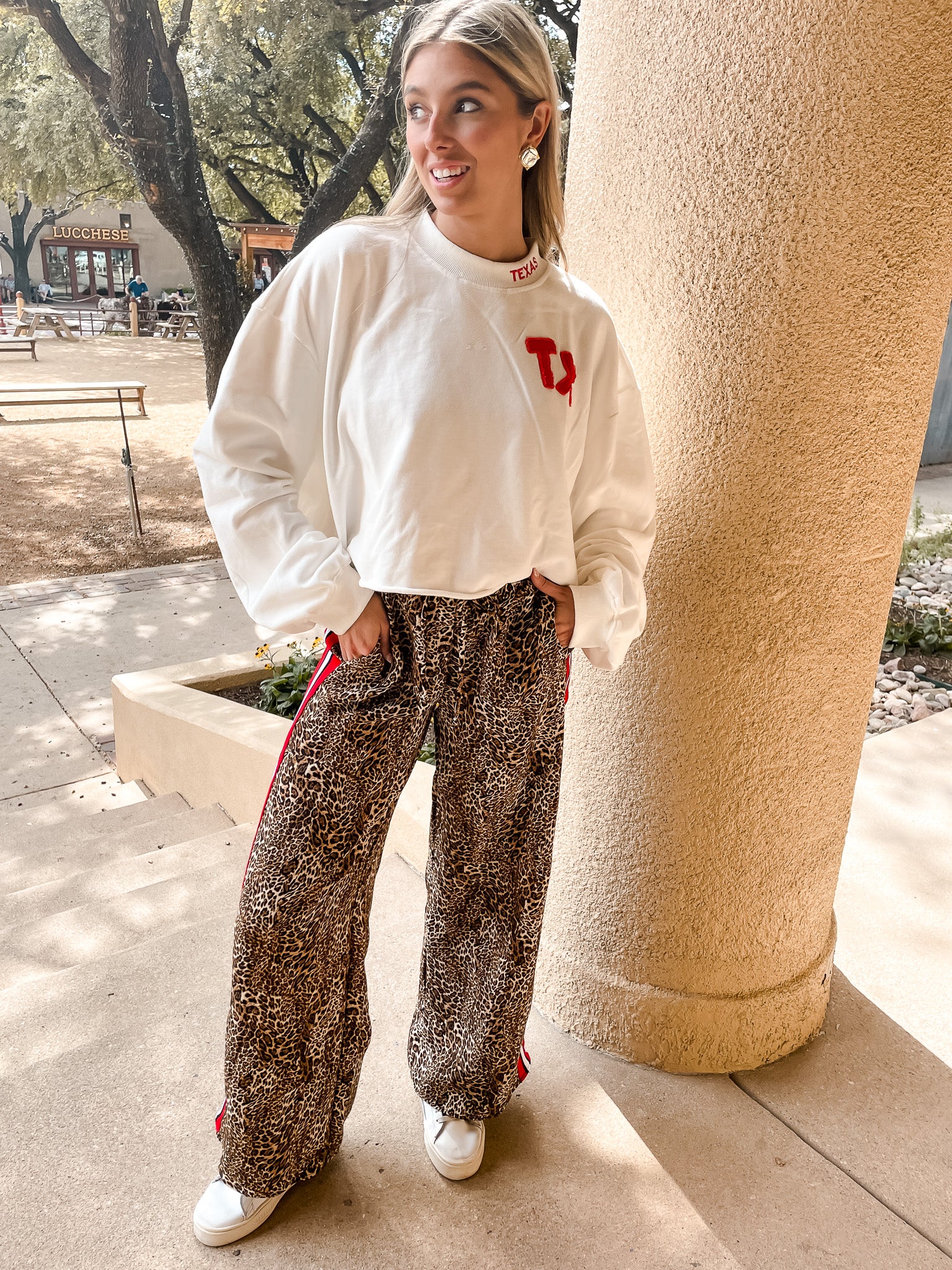 Contrast Stripe Leopard Pant