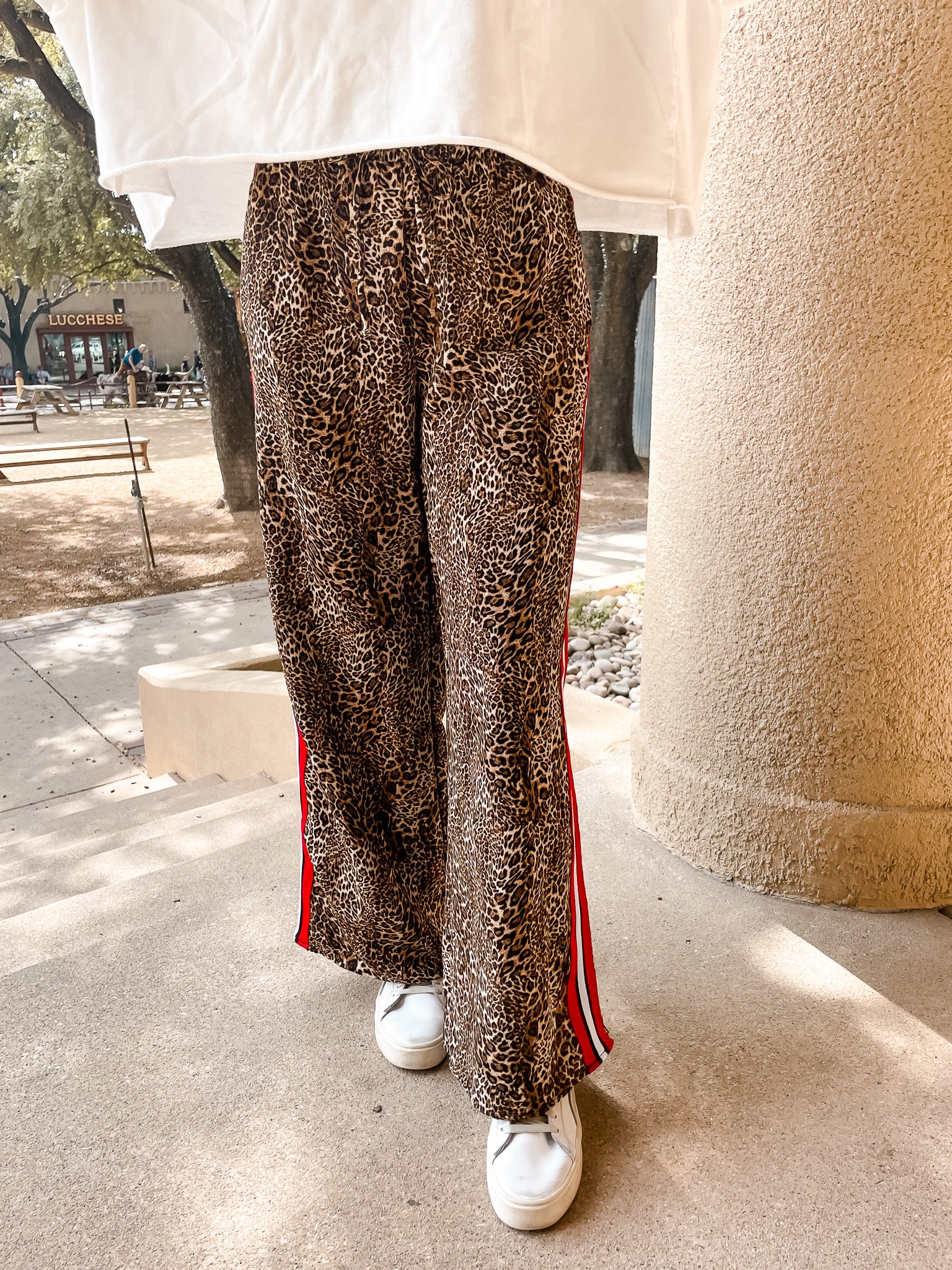 Contrast Stripe Leopard Pant