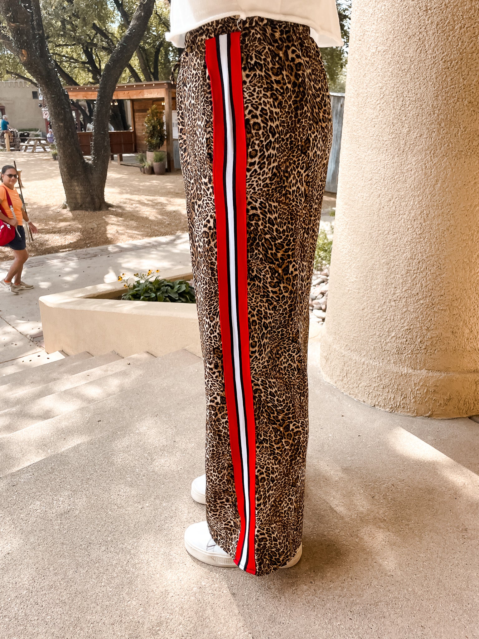 Contrast Stripe Leopard Pant