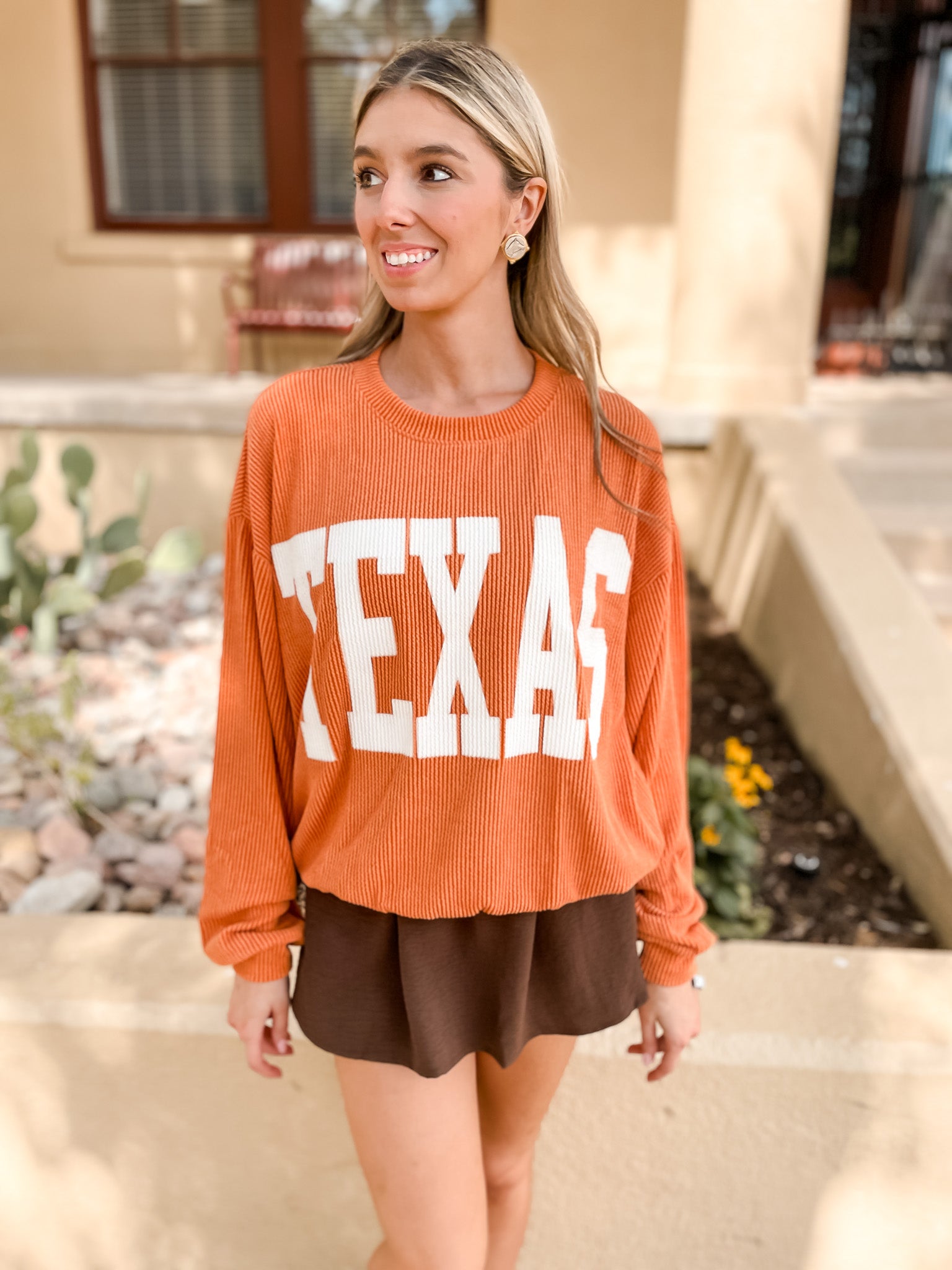Texas Ribbed Oversized Top - Spice