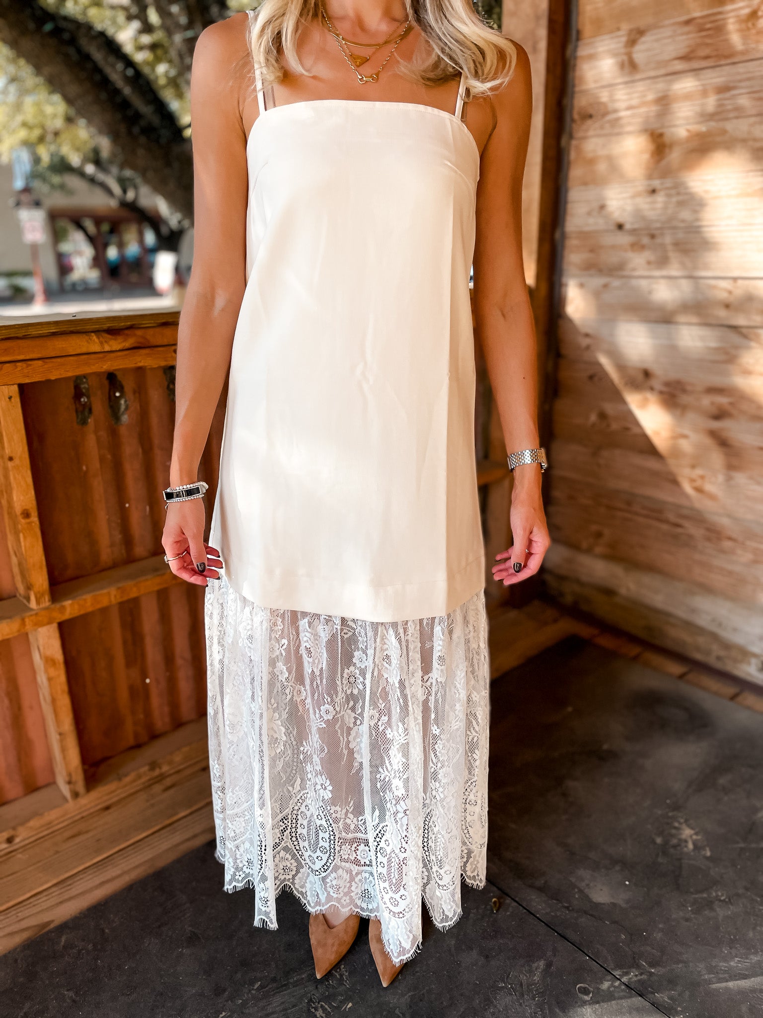 Lace Skirt Dress - Ivory