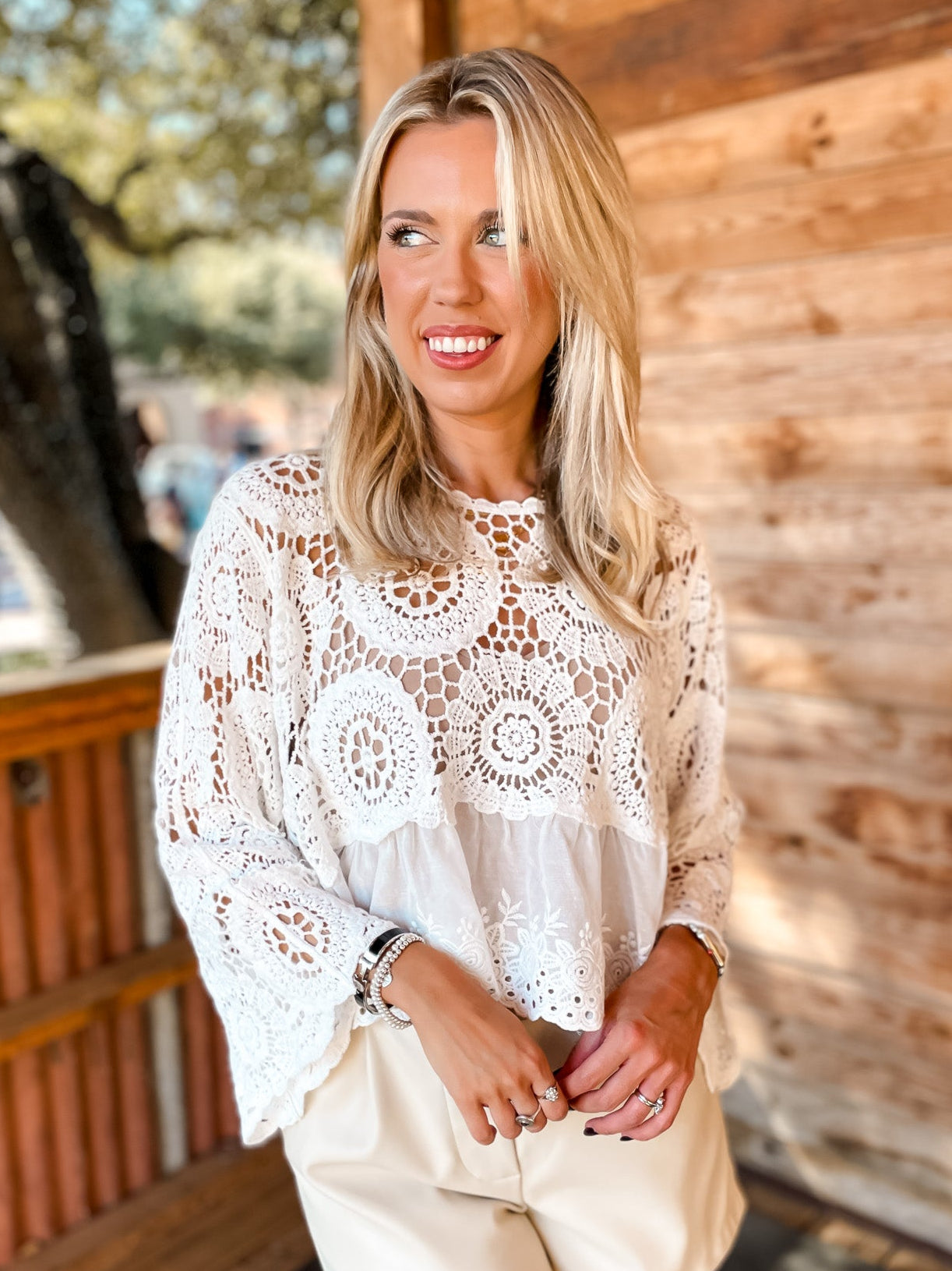 Floral Eyelet Crochet Top