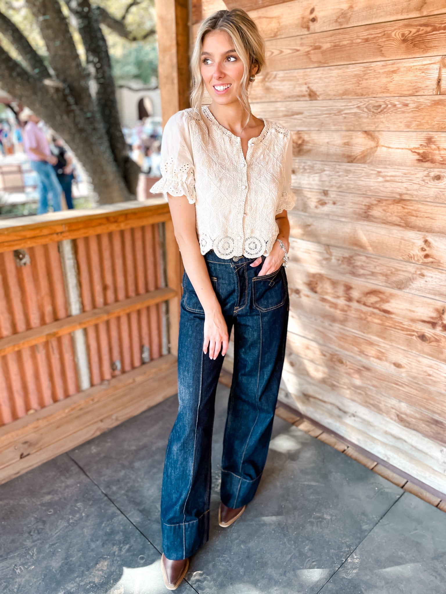 Embroidered Crochet Cardigan