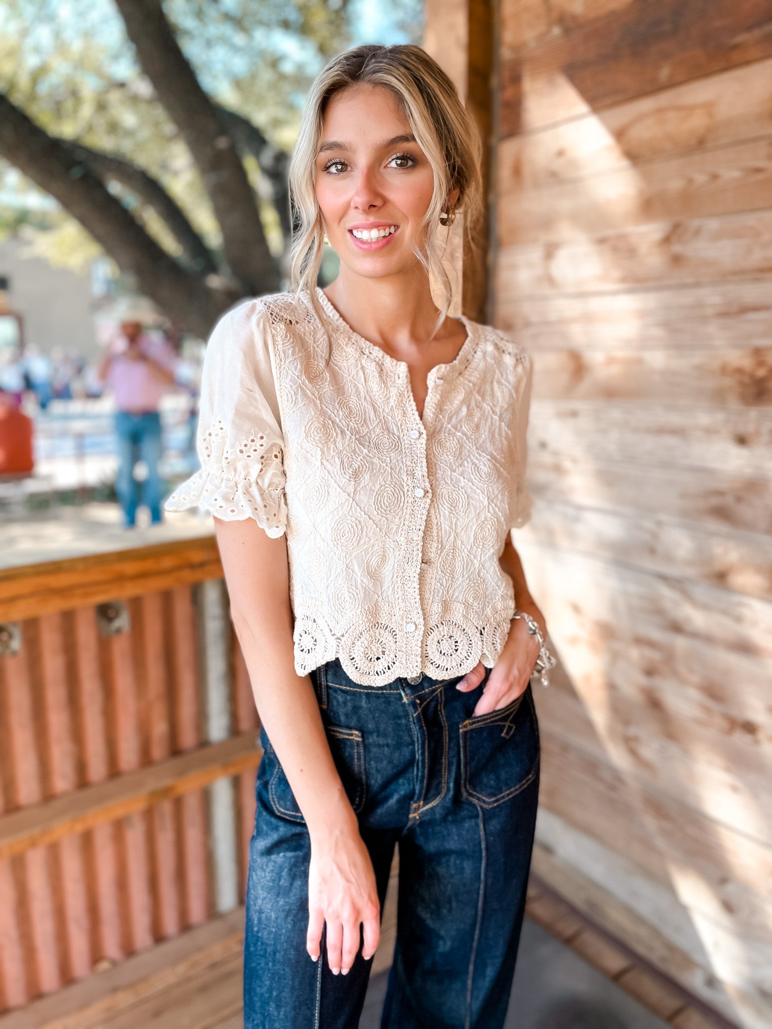 Embroidered Crochet Cardigan