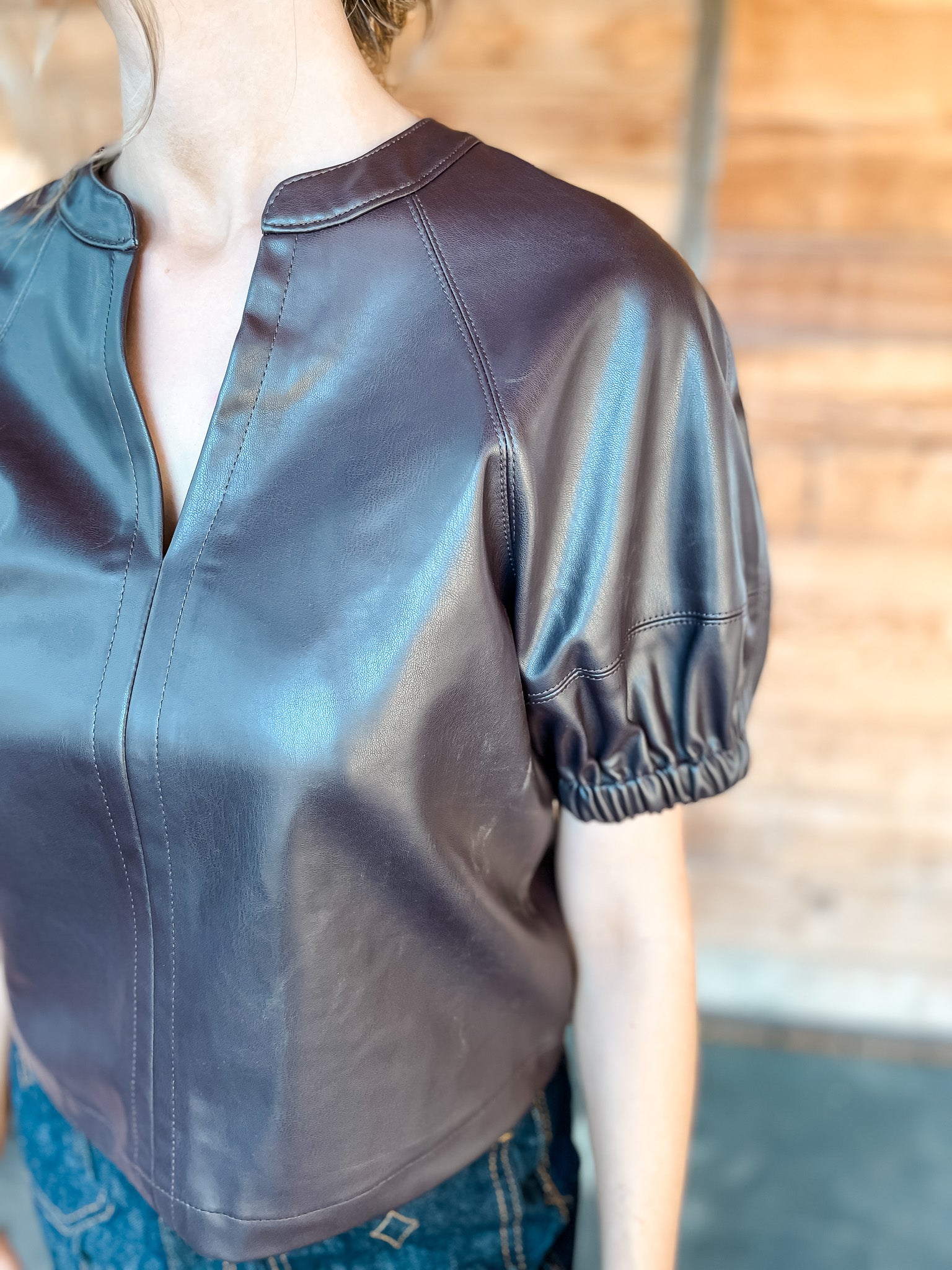 Roxanne Leather Top - Fossil