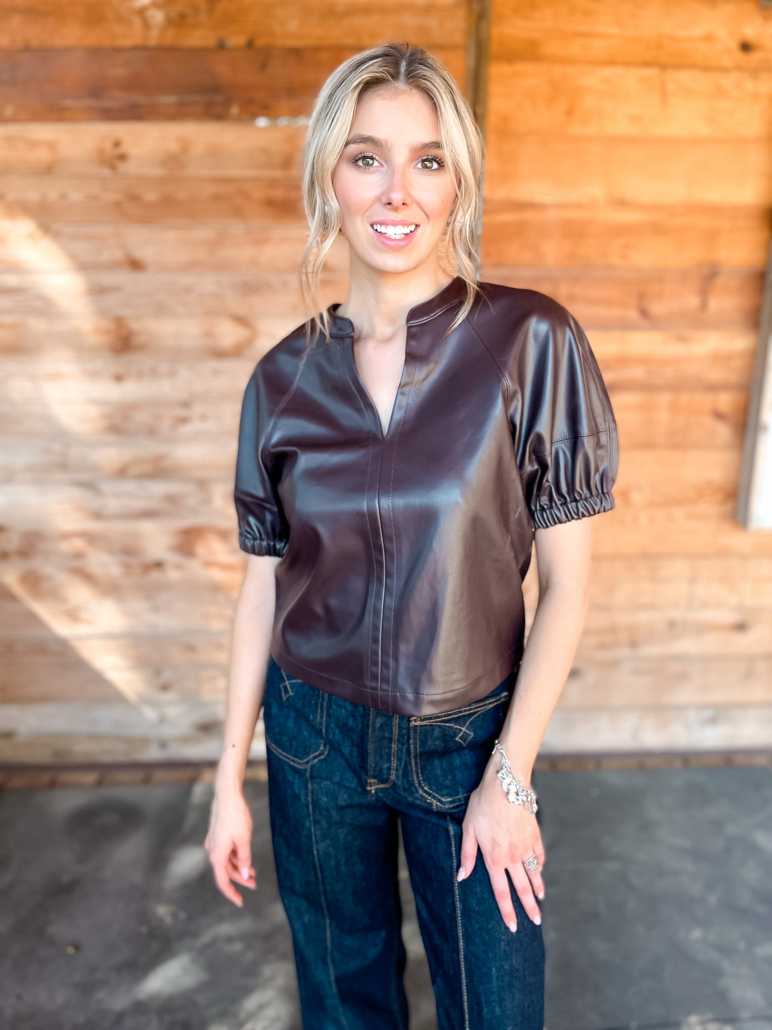 Roxanne Leather Top - Fossil