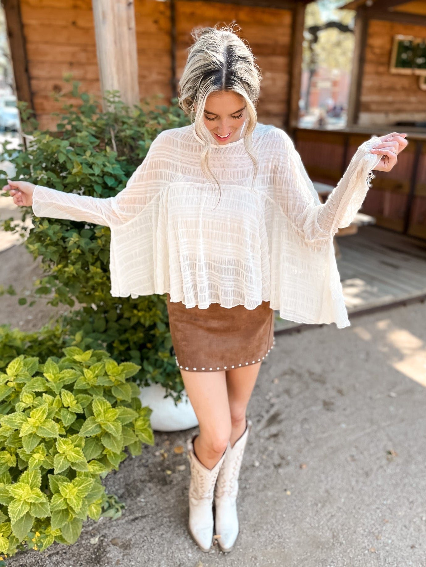 Lace On The Cape Blouse - Ivory