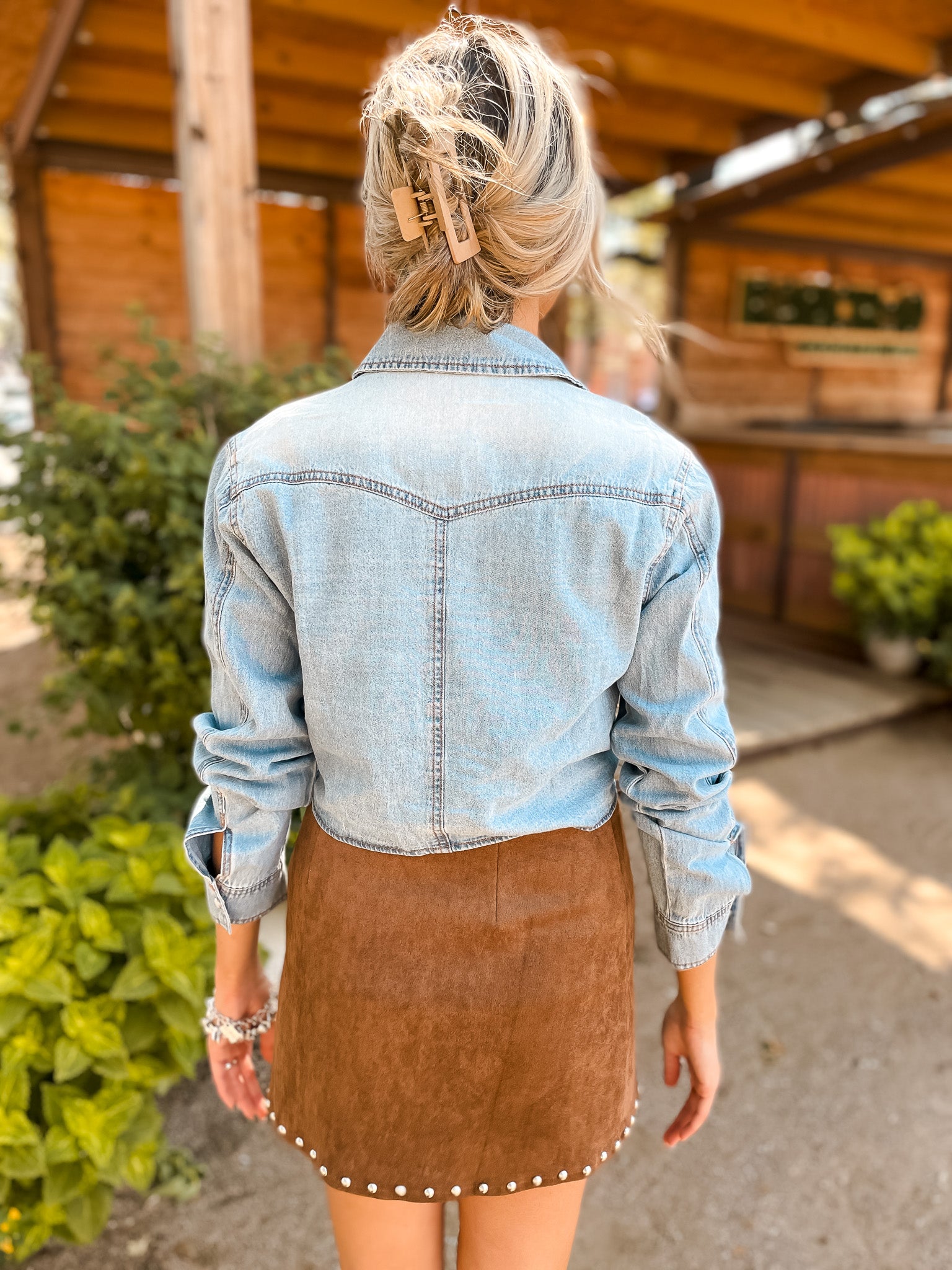 Tie Front Denim Shirt - Light Denim