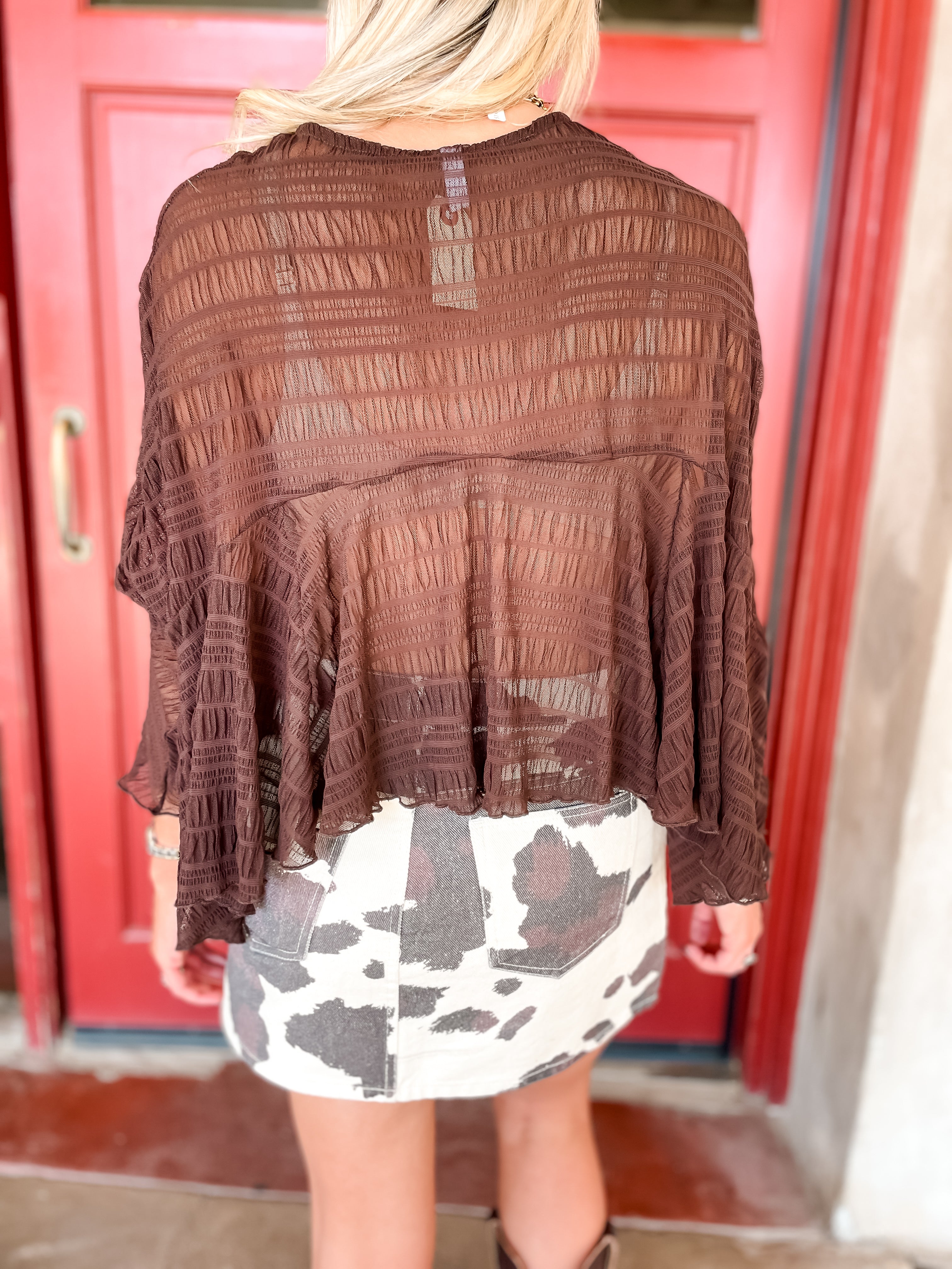 Lace On The Cape Blouse - Brown