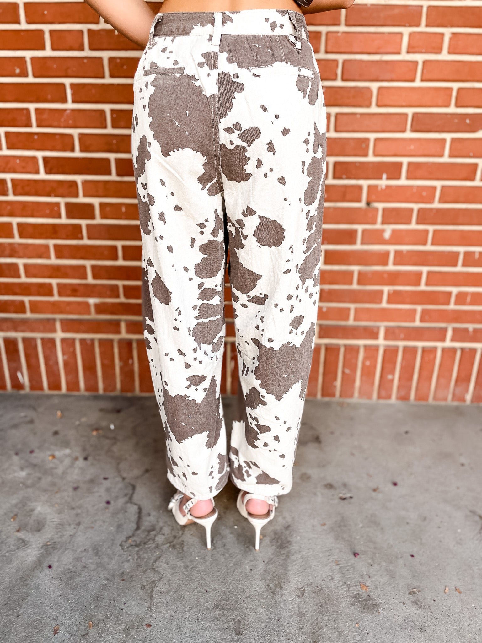 Cow Print Barrel Jean