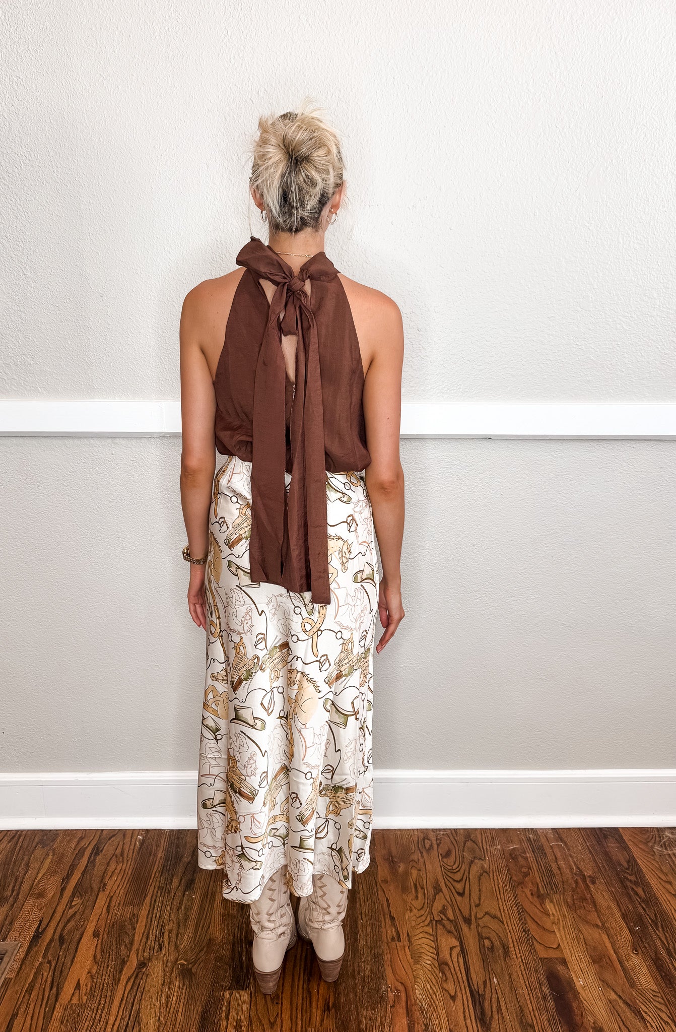 Bow Halter Top - Brown