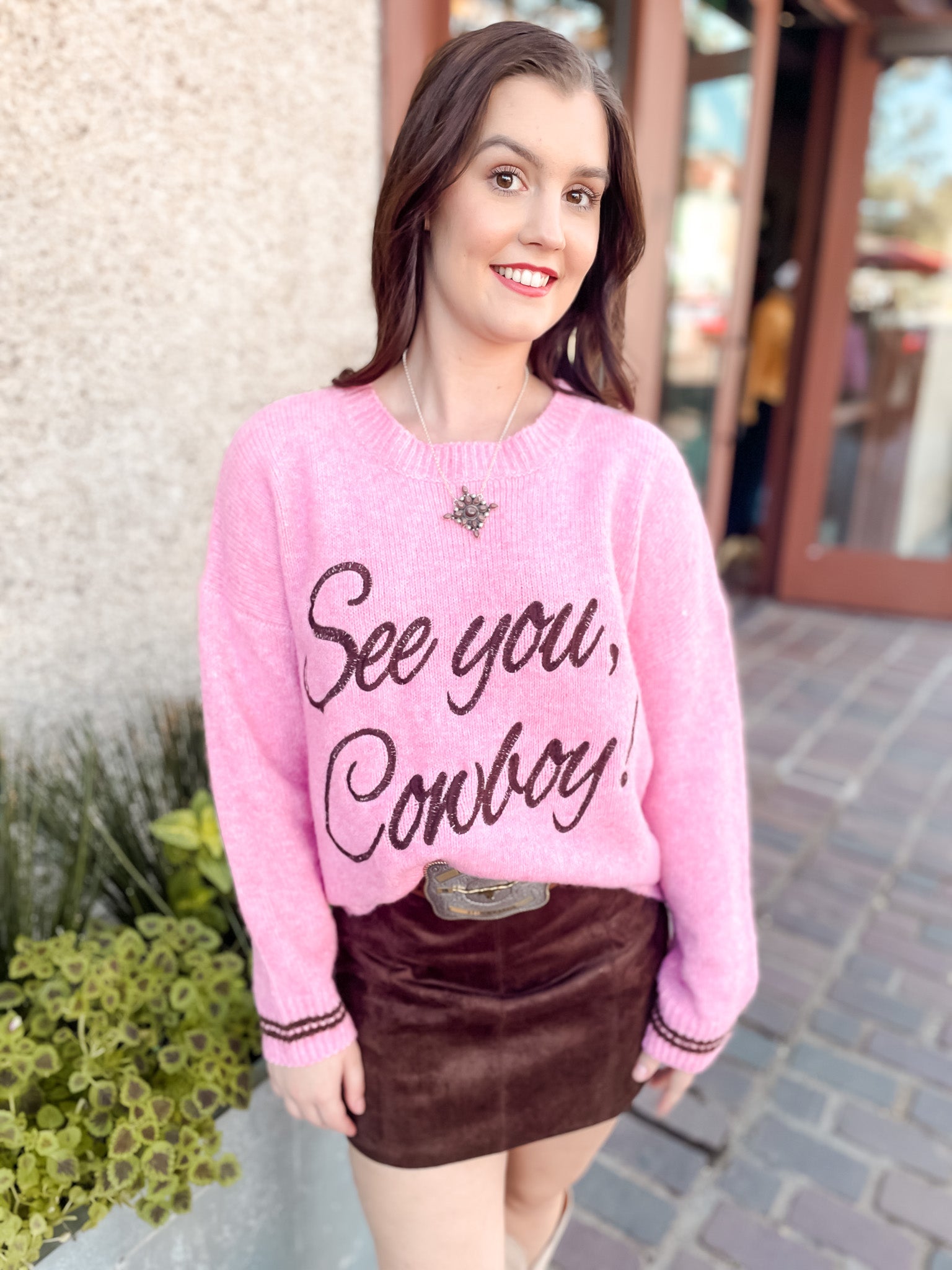 See You Cowboy Sweater - Pink
