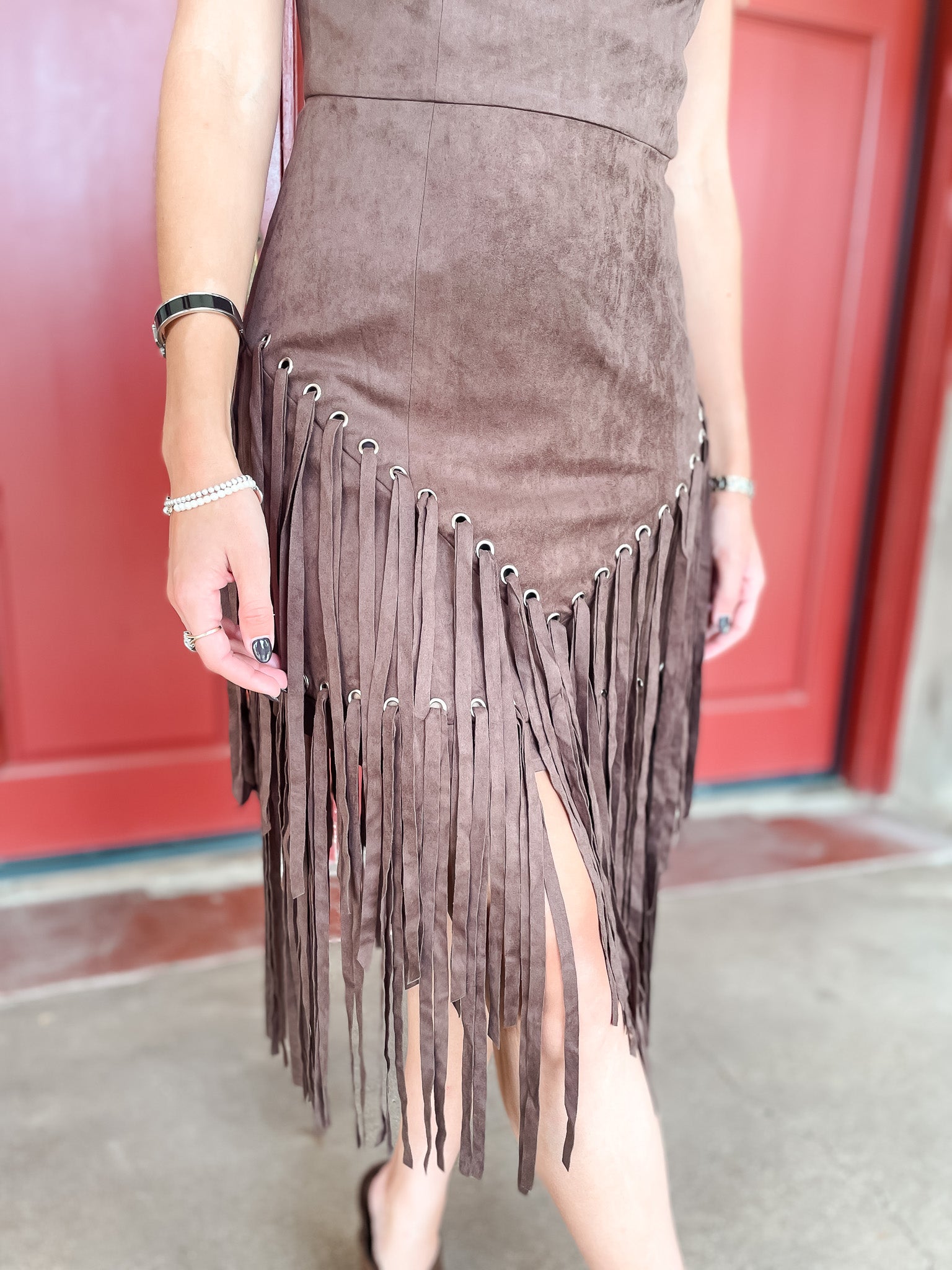 Rings Of Fringe Suede Dress