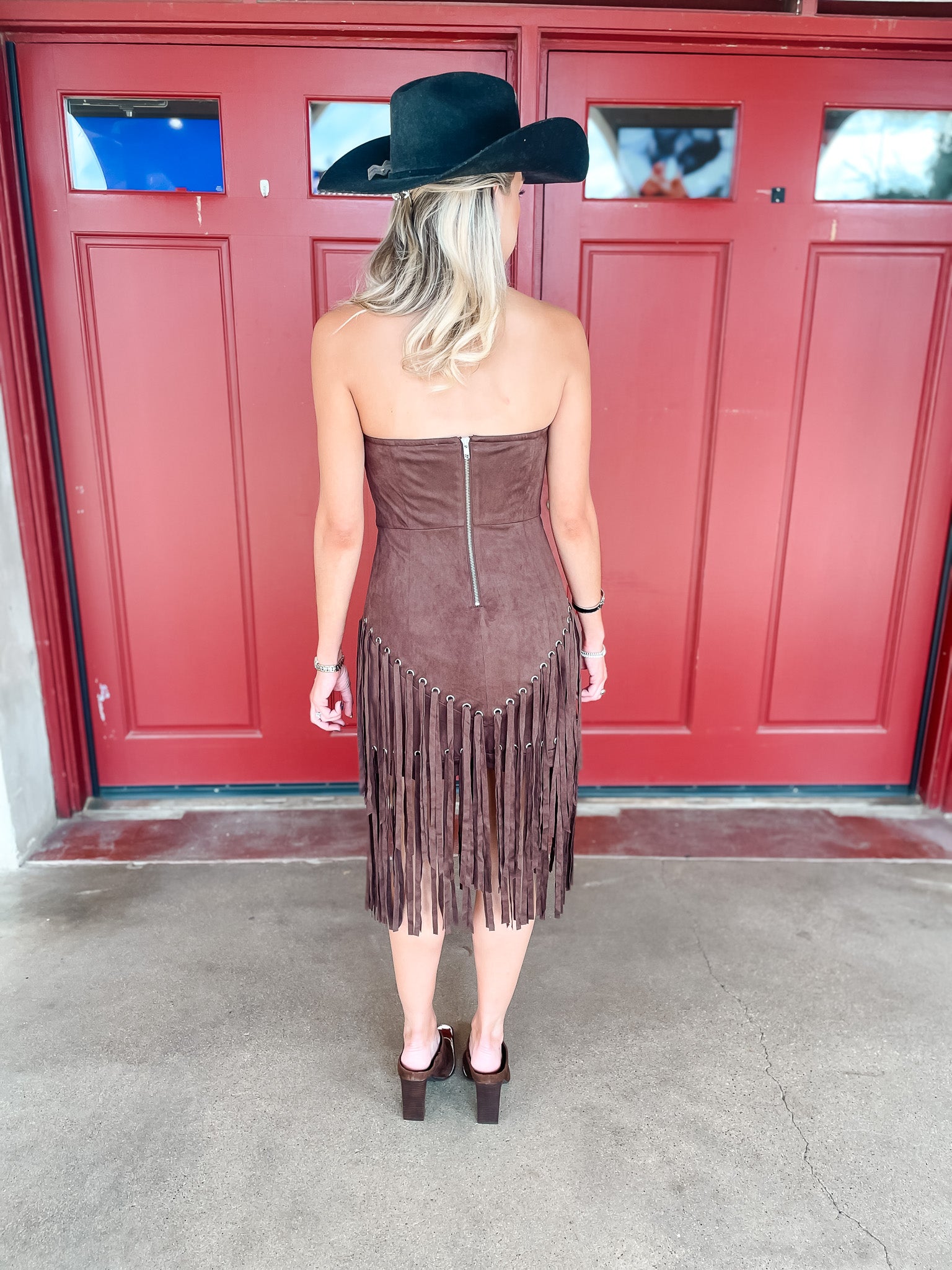 Rings Of Fringe Suede Dress