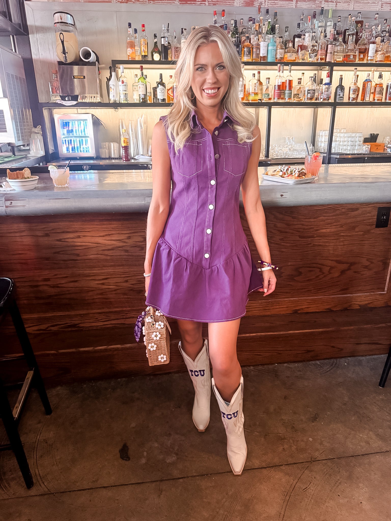 Game Day Stitched Dress - Purple