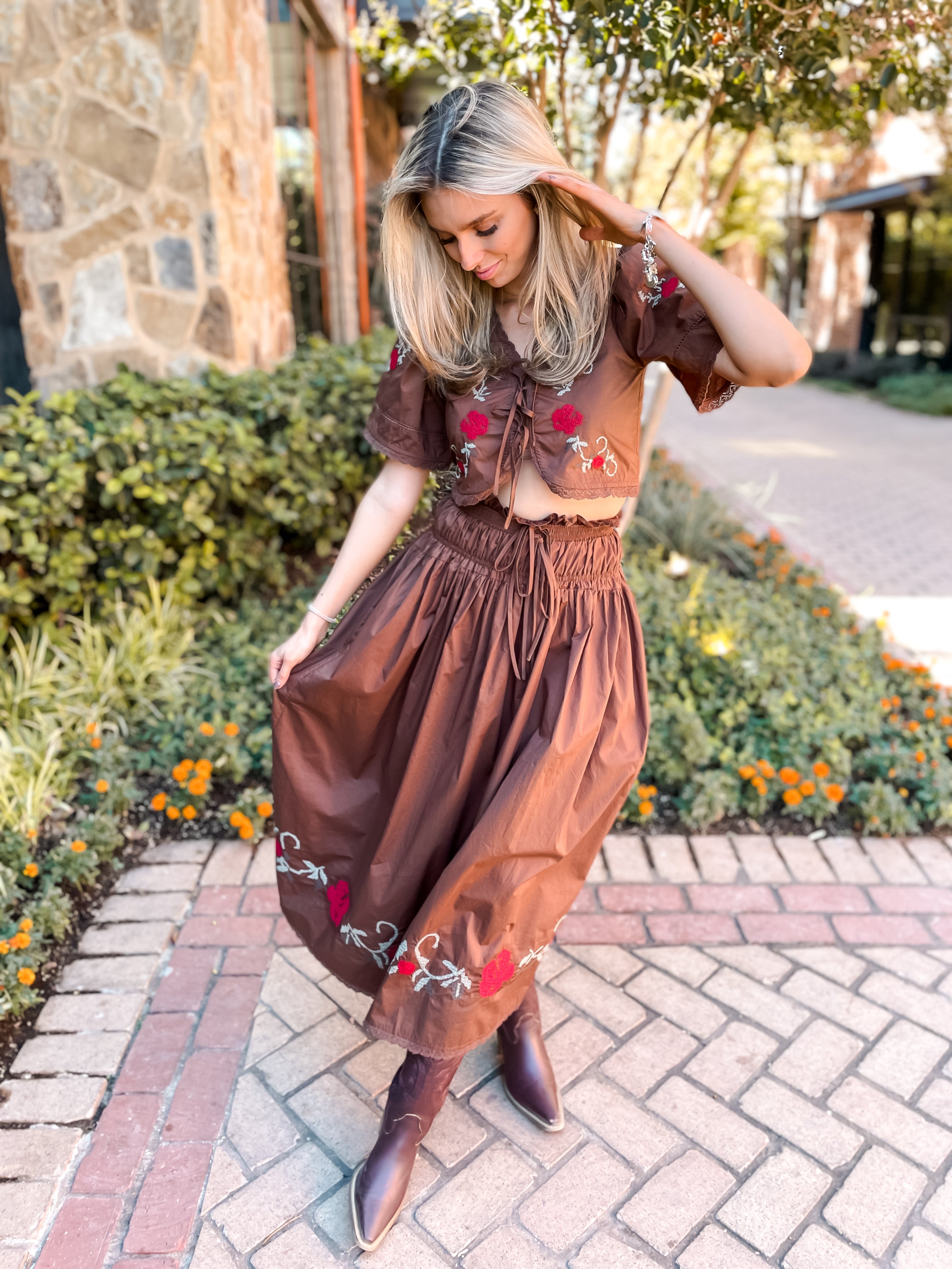 Chocolate + Roses Embroidered Set