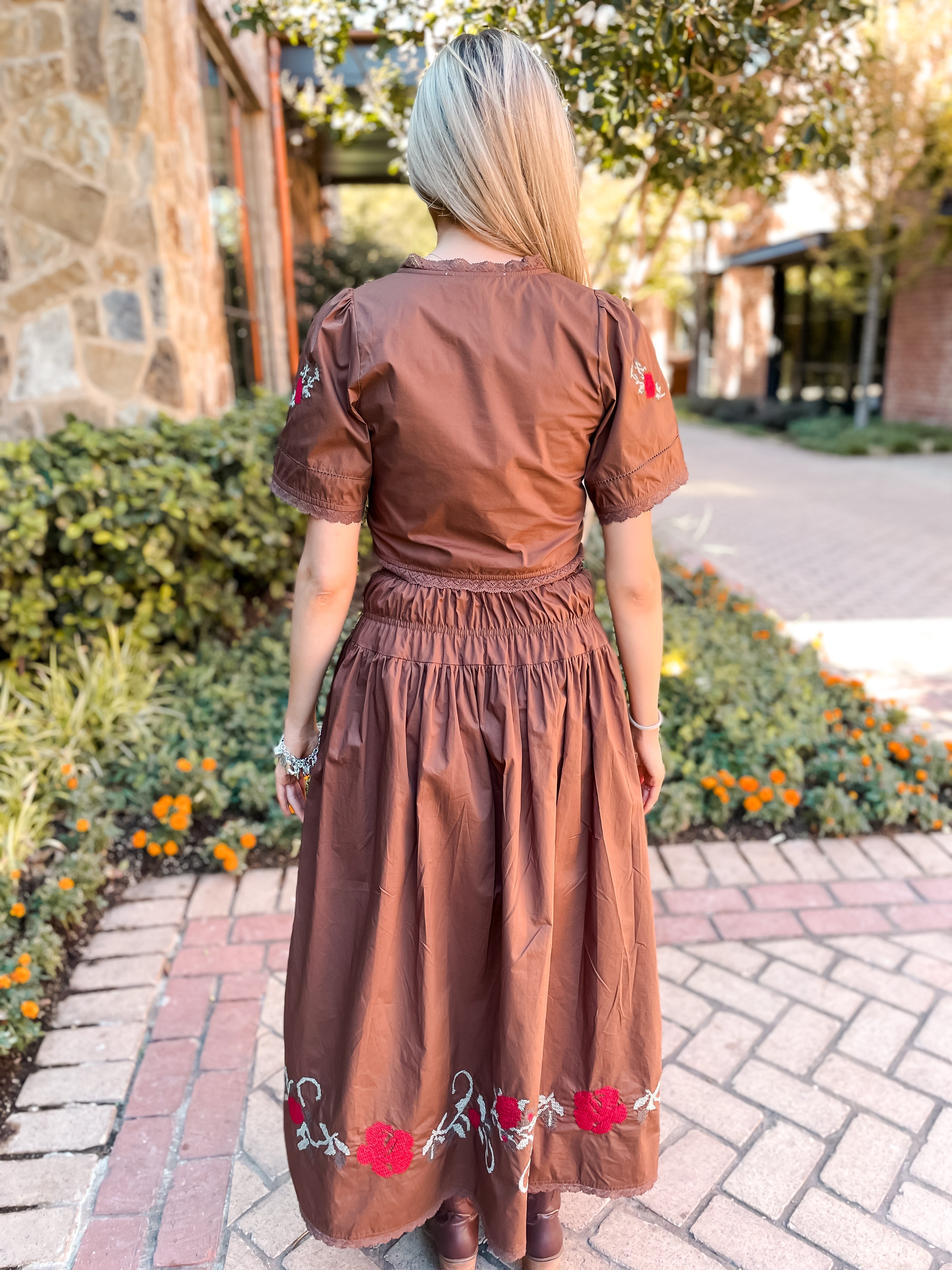 Chocolate + Roses Embroidered Set