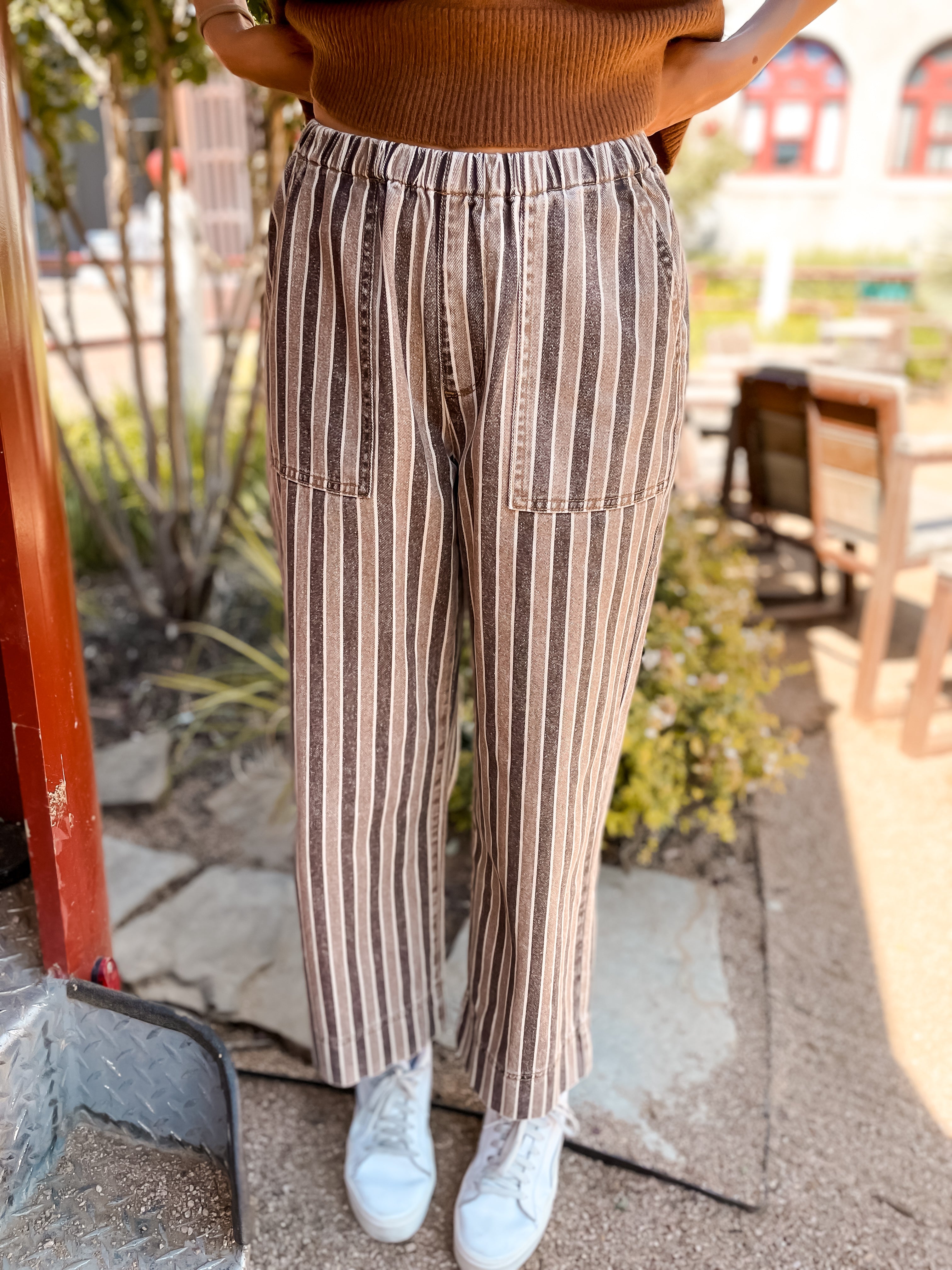 Brown Stripe Denim Jean