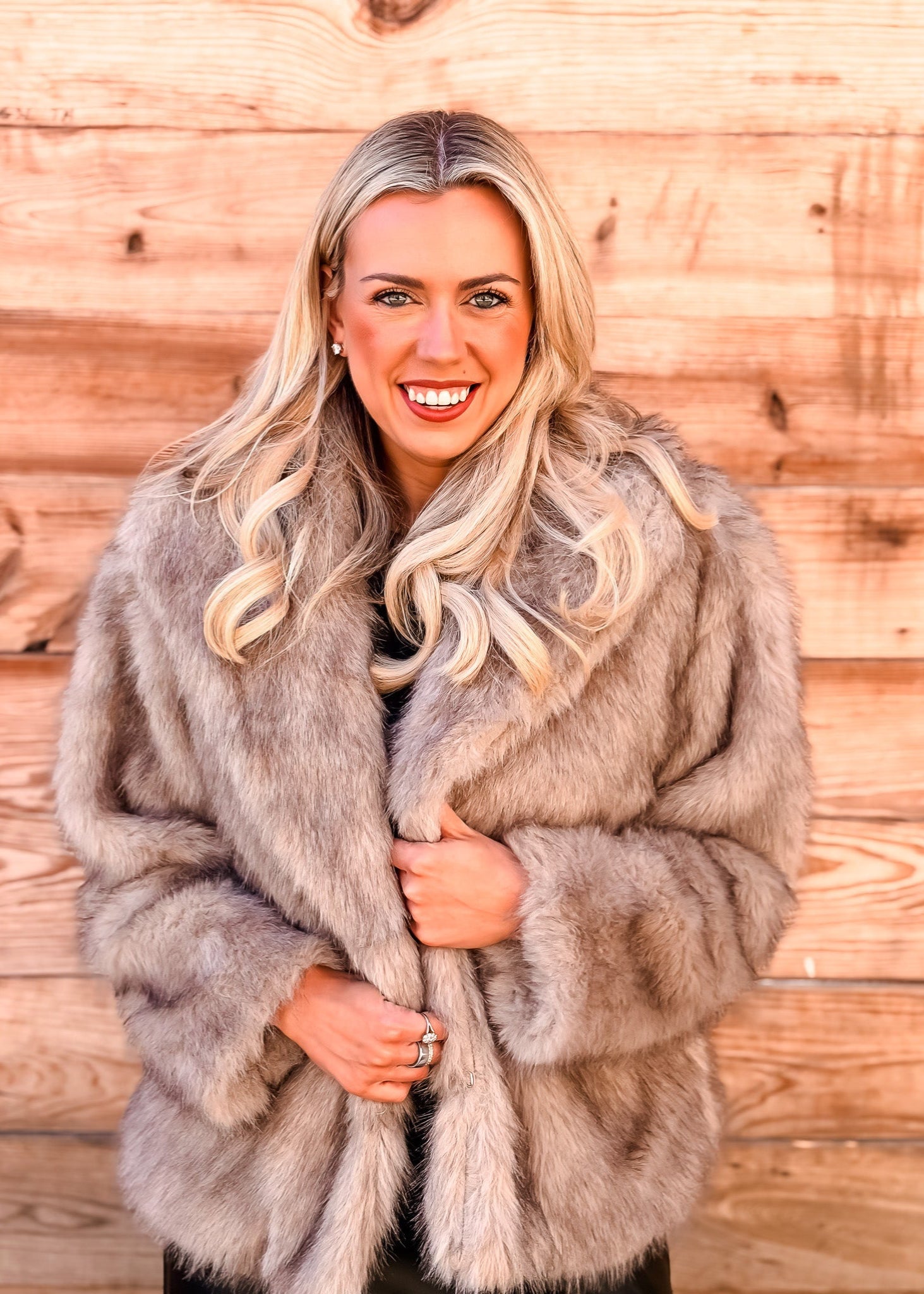 Two Tone Faux Fur Jacket