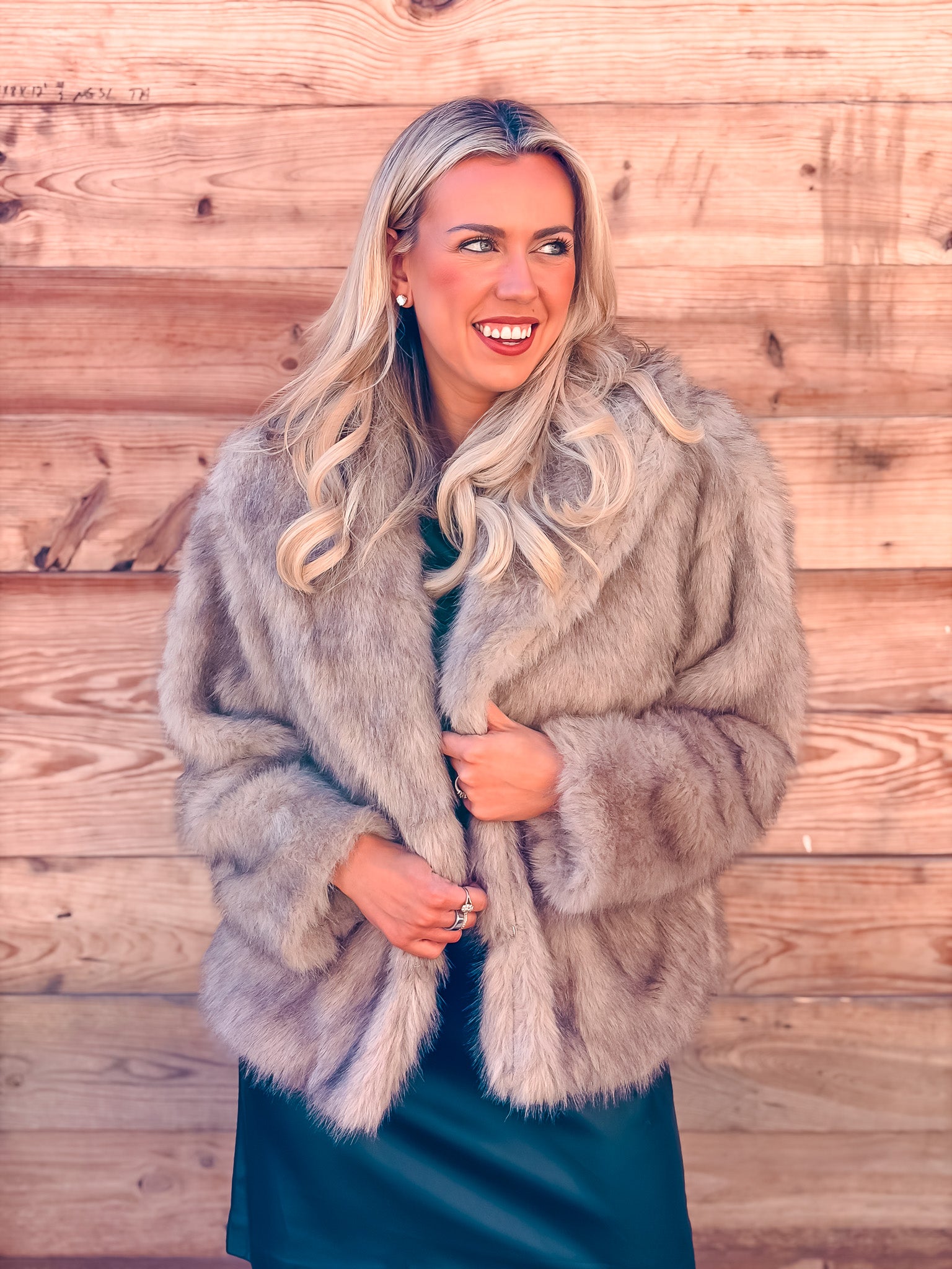 Two Tone Faux Fur Jacket