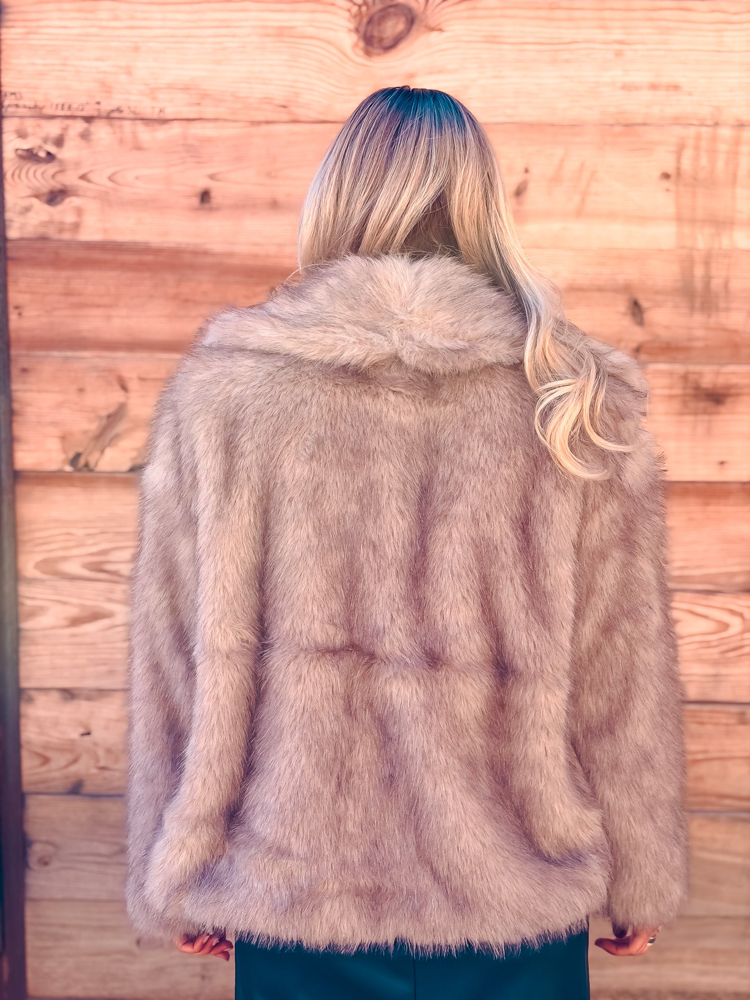 Two Tone Faux Fur Jacket