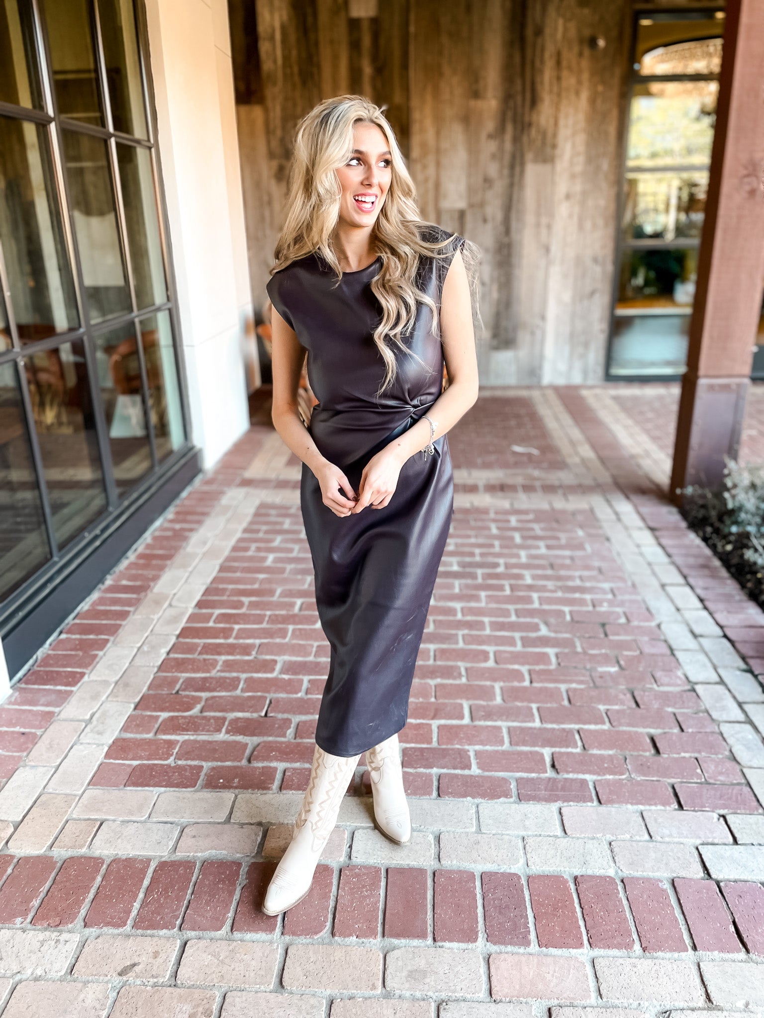 Chiara Leather Dress - Fossil