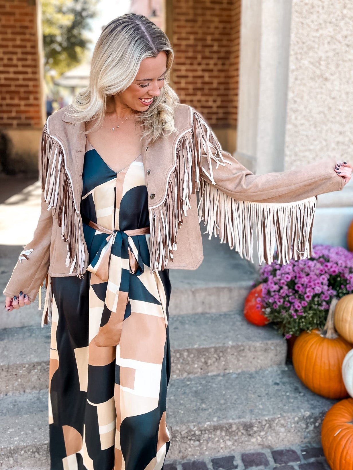 Tanya Fringe Jacket - Tan