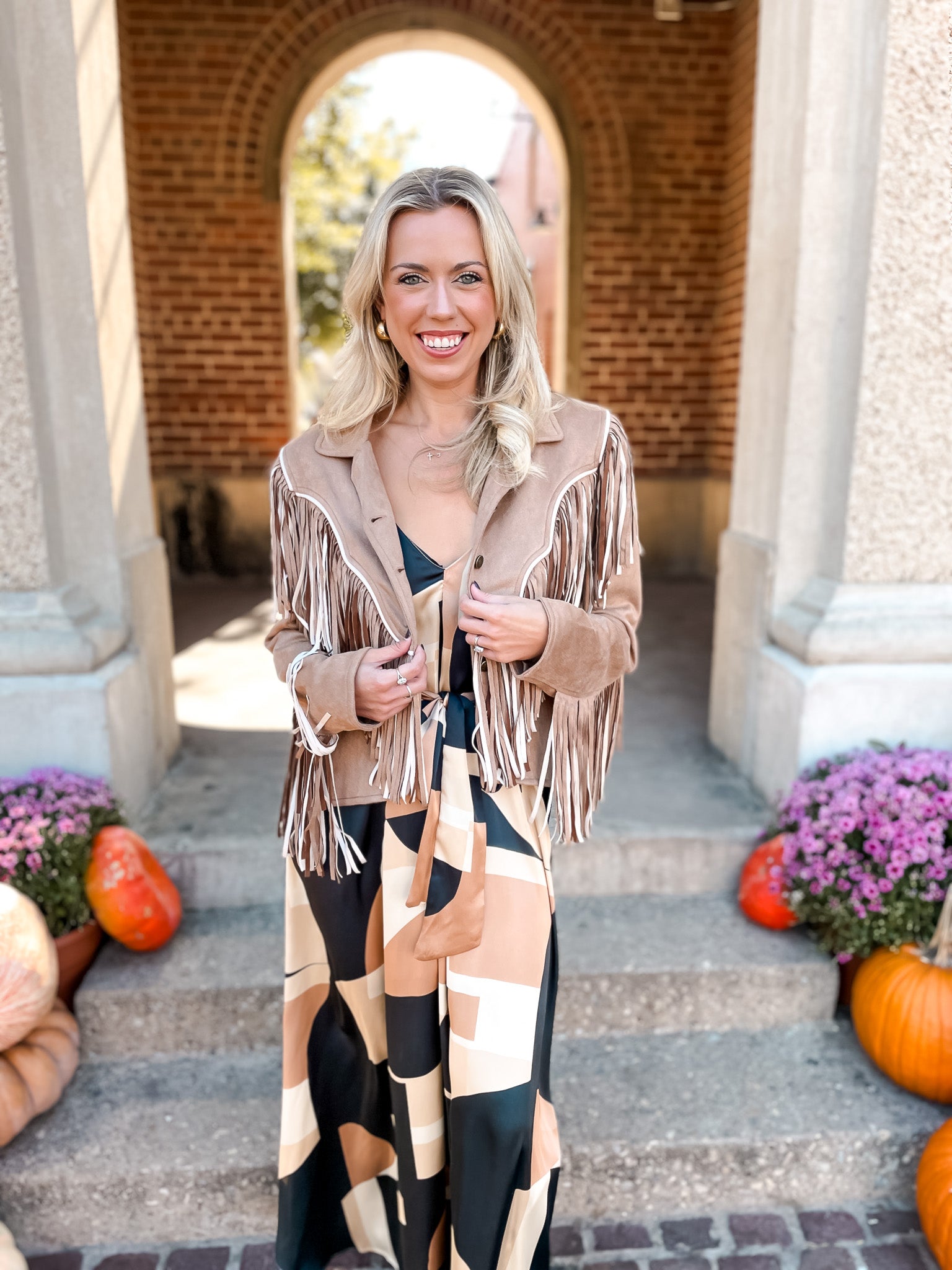 Tanya Fringe Jacket - Tan