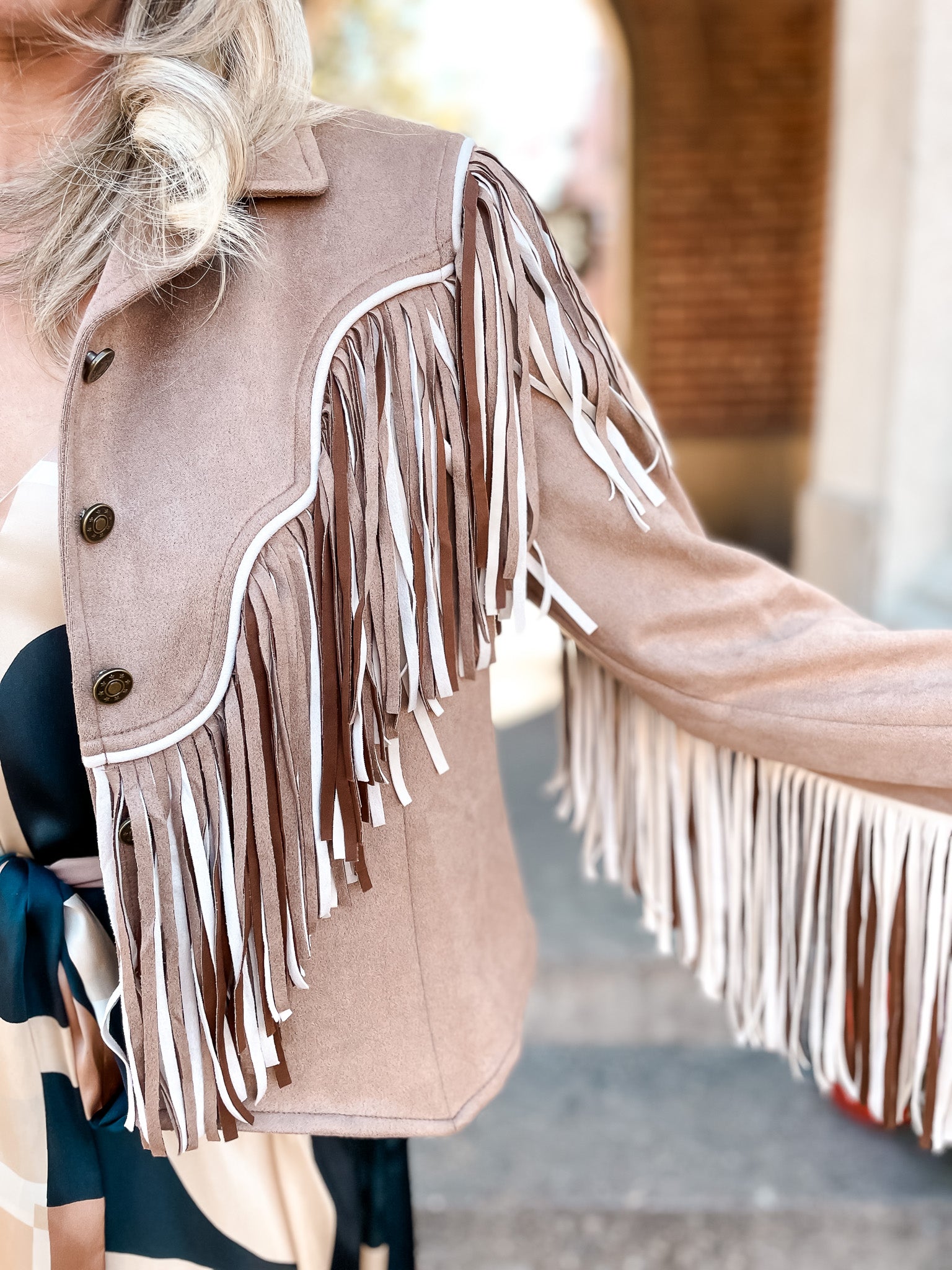 Tanya Fringe Jacket - Tan