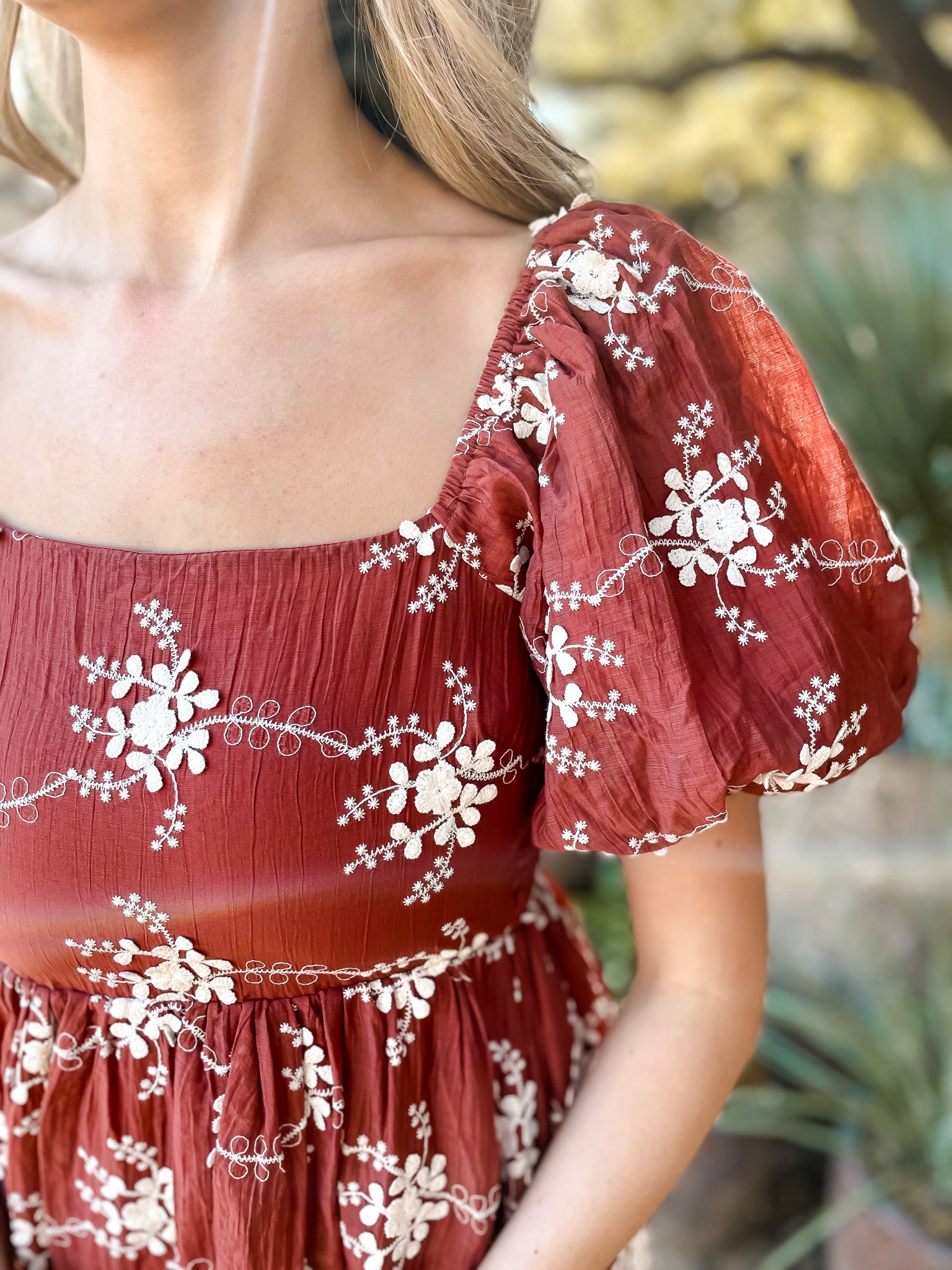 Everlasting Embroidered Dress - Maroon