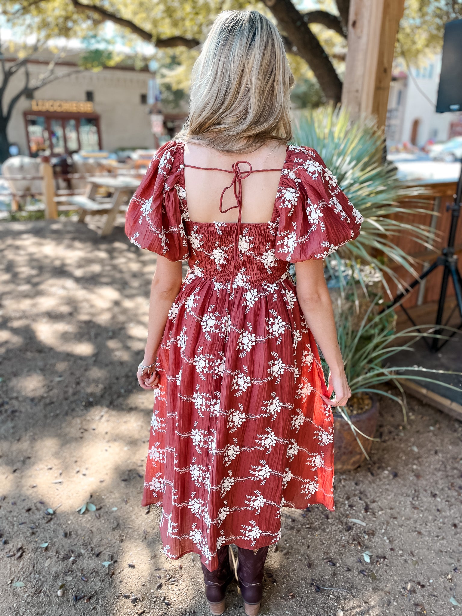 Everlasting Embroidered Dress - Maroon