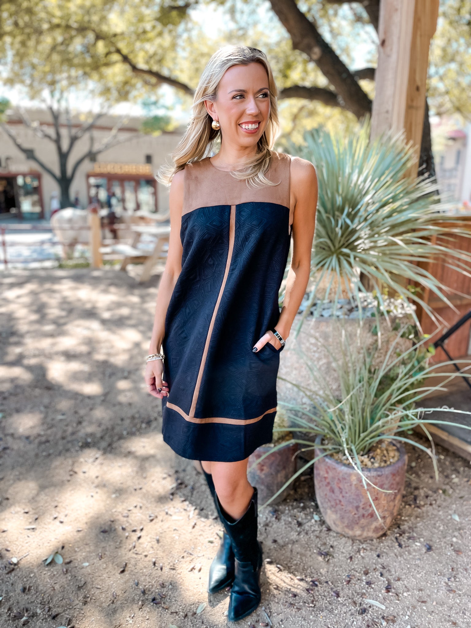 Mixed Media Suede Dress