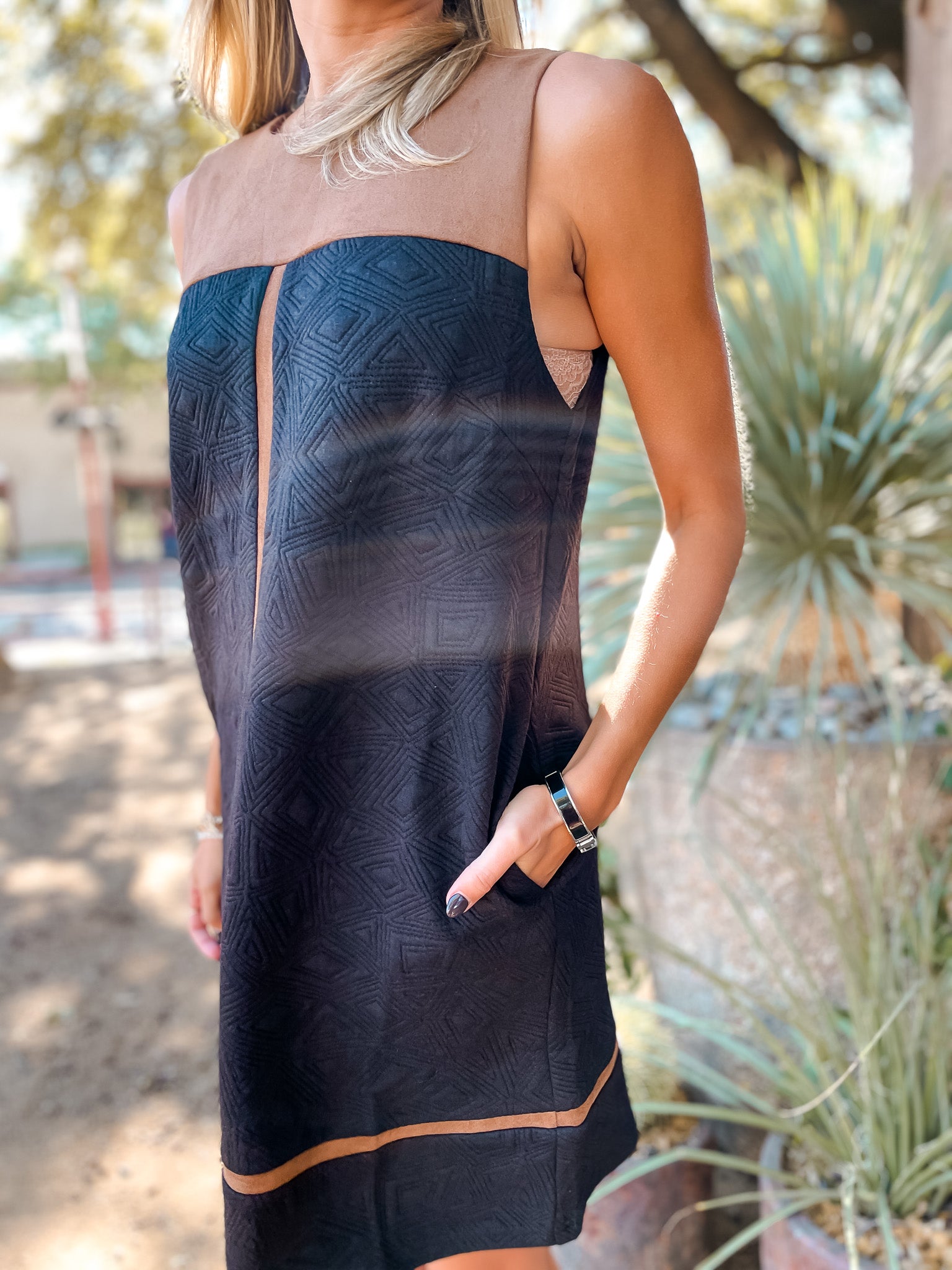 Mixed Media Suede Dress