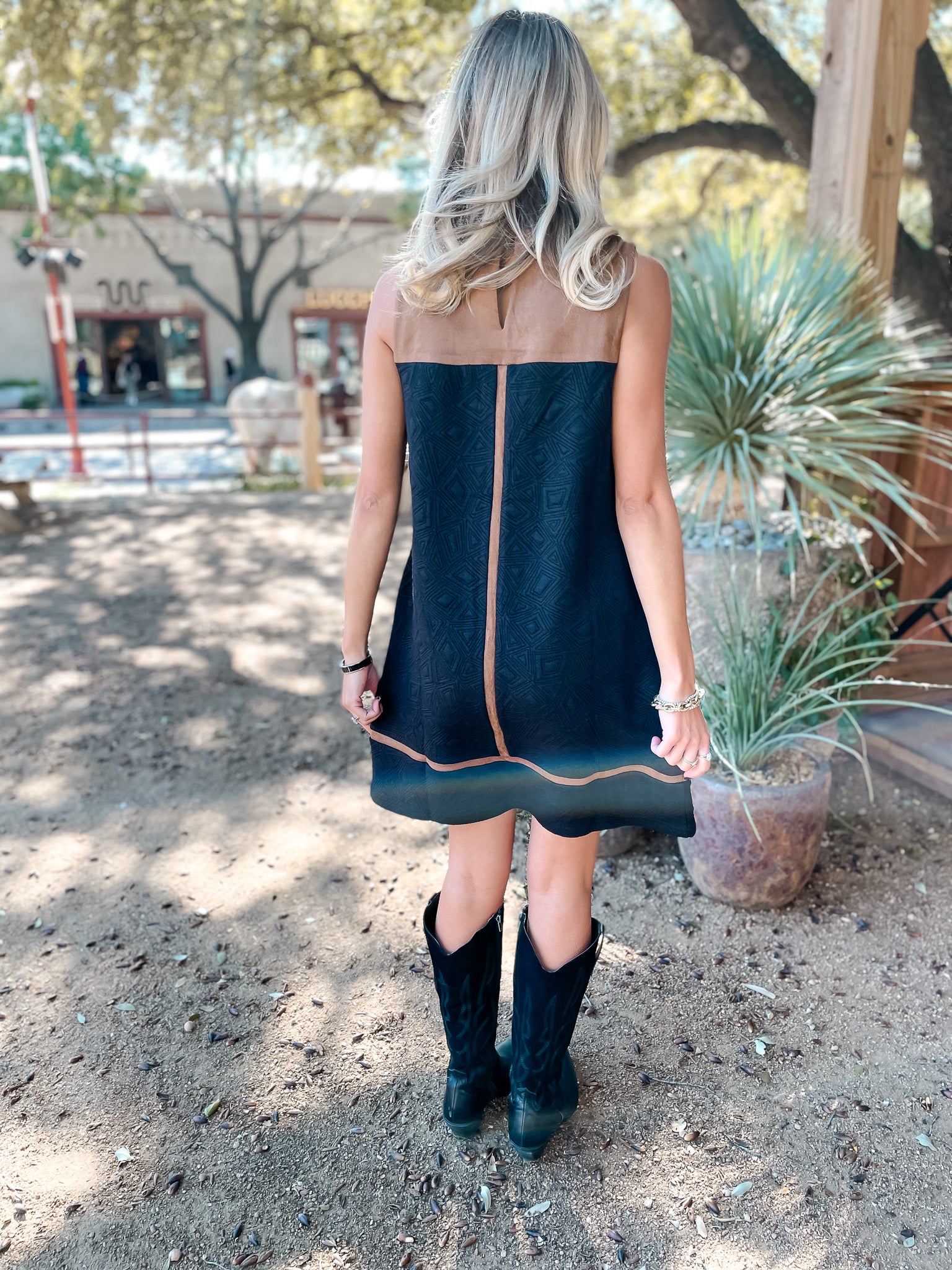Mixed Media Suede Dress