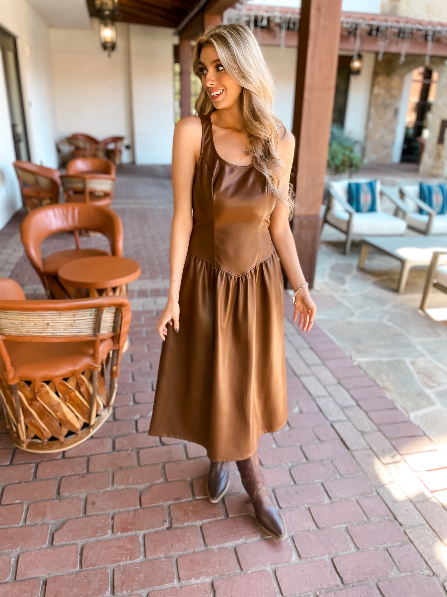 Faux Leather Midi Dress