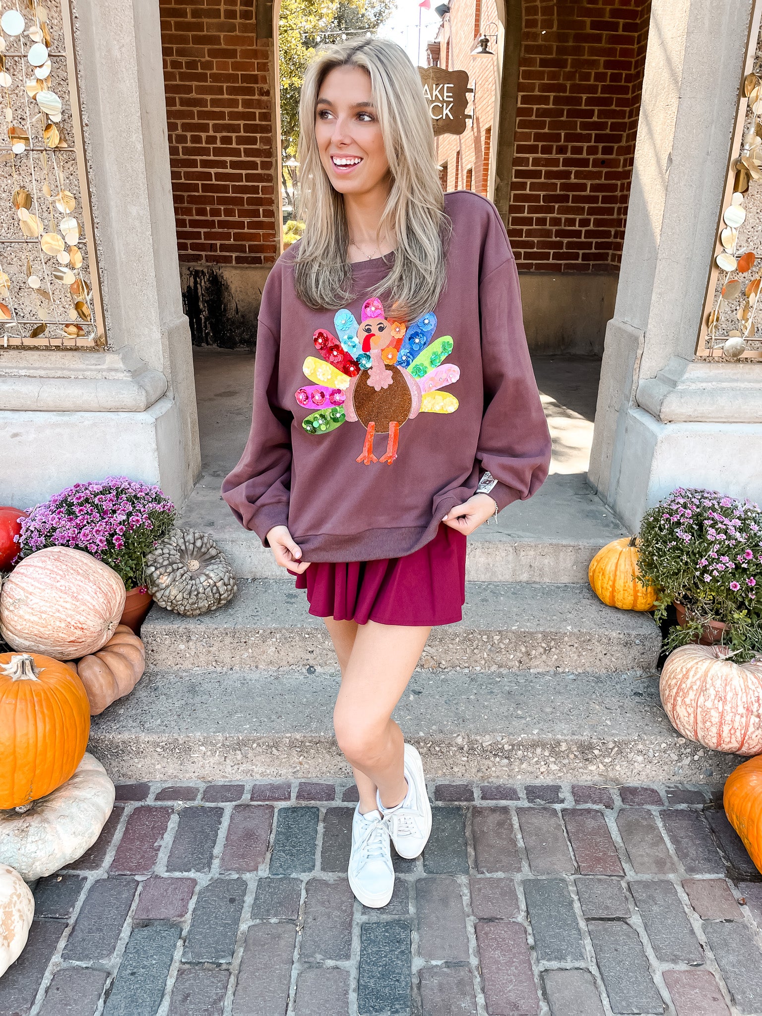 Queen Of Sparkles - Rainbow Flower Turkey Sweatshirt