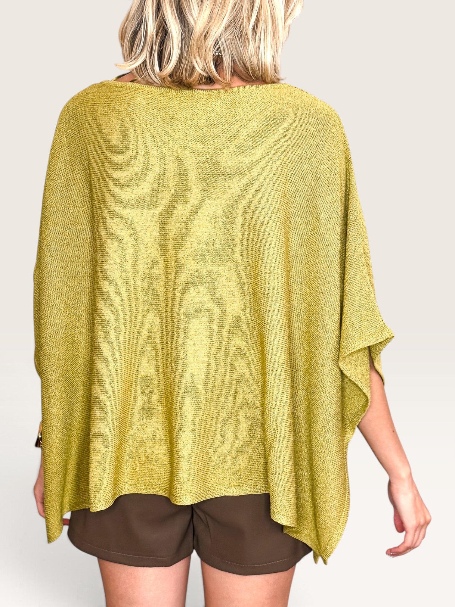 Loose Knit Cape Top - Green