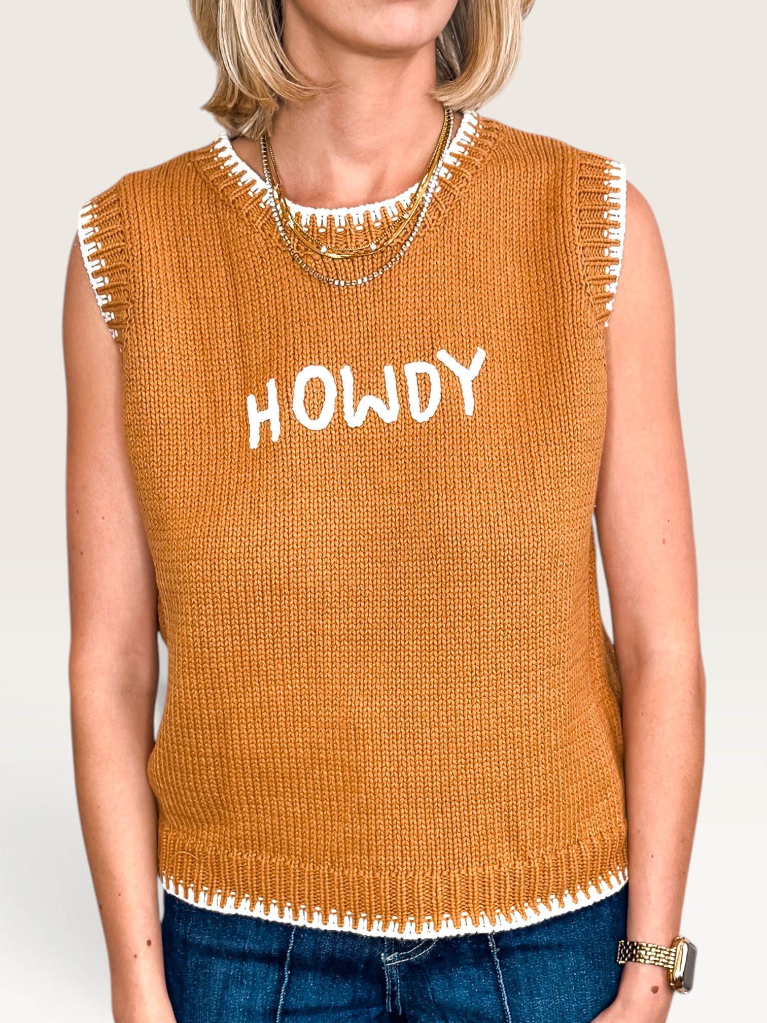 Howdy Sweater Vest - Brown