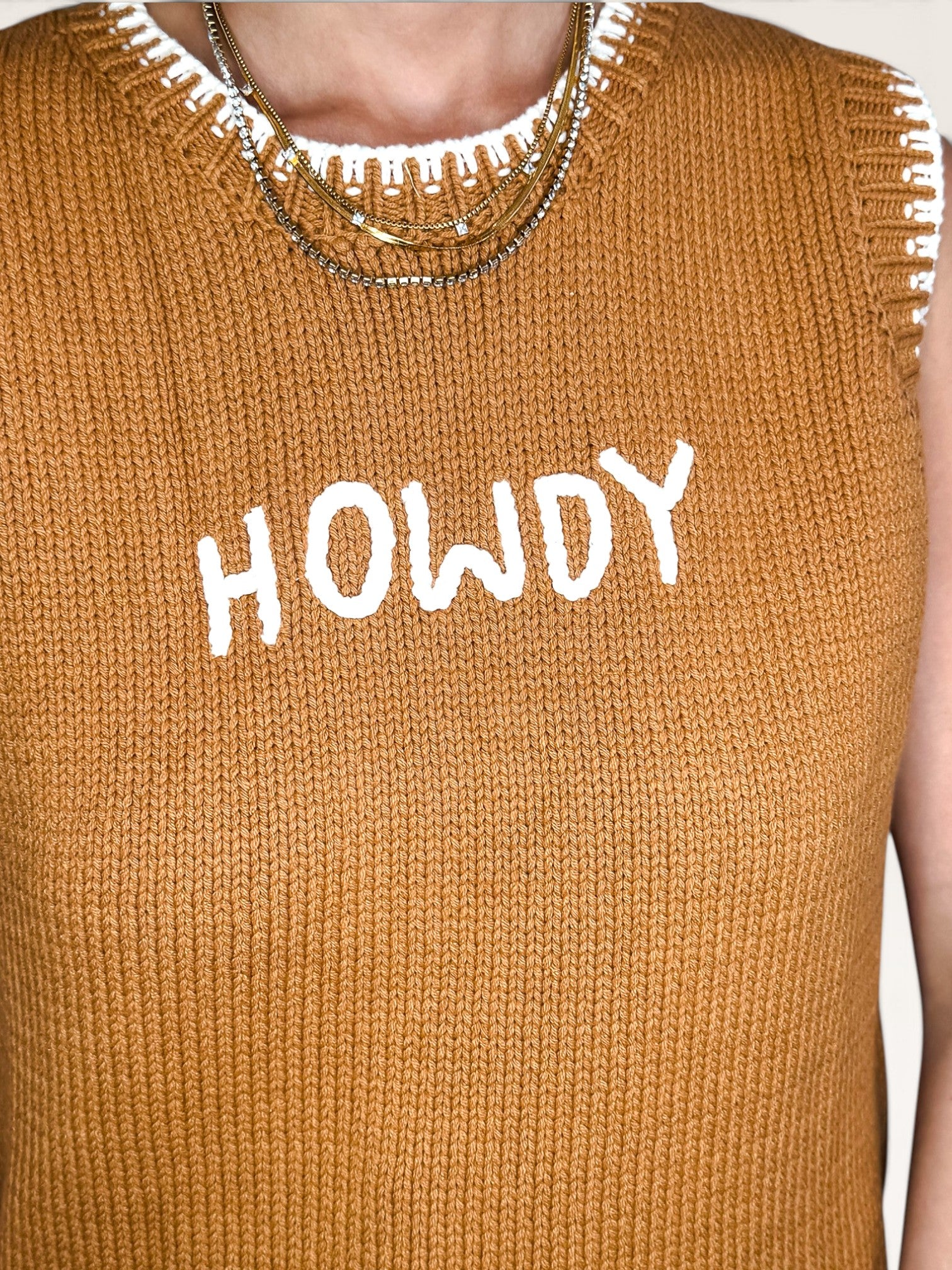 Howdy Sweater Vest - Brown