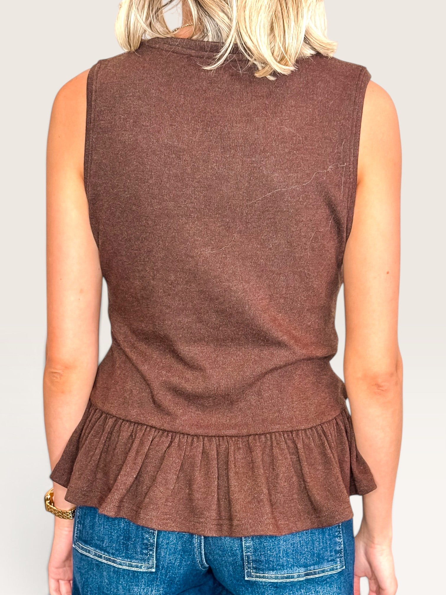 Chocolate Ruffle Tank Sweater