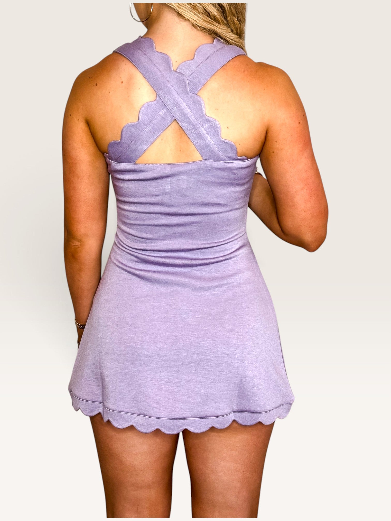 Stella Scalloped Dress With Shorts - Lavender