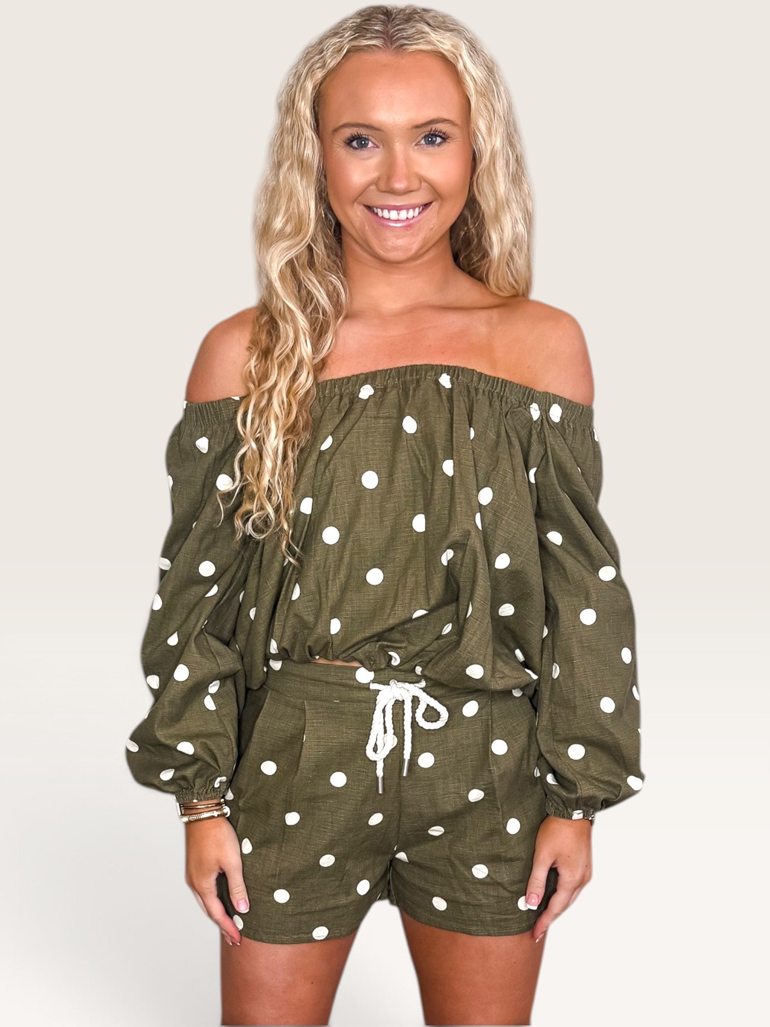 Tatum Polka Dot Top - Olive