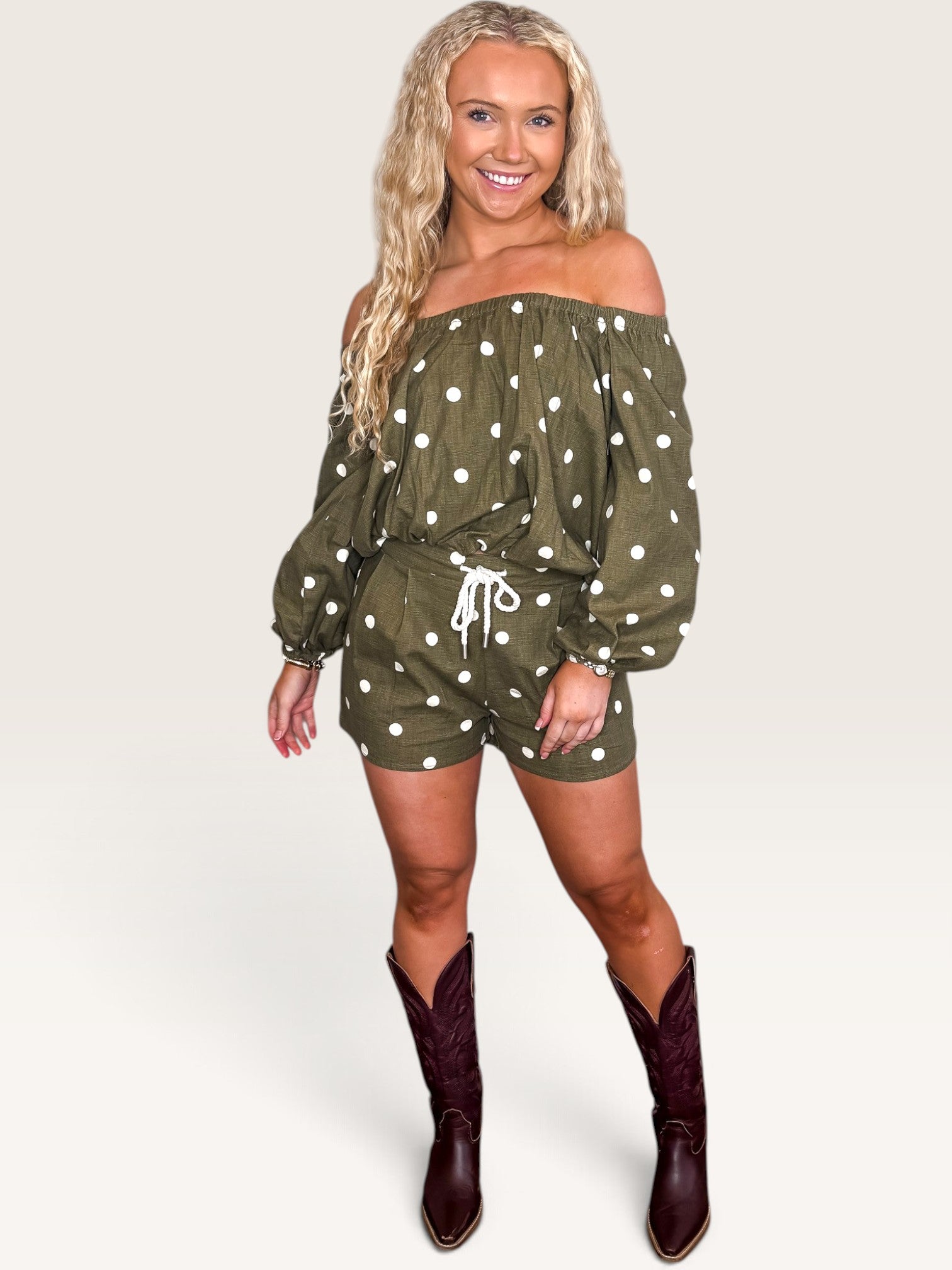 Tabitha Polka Dot Shorts - Olive