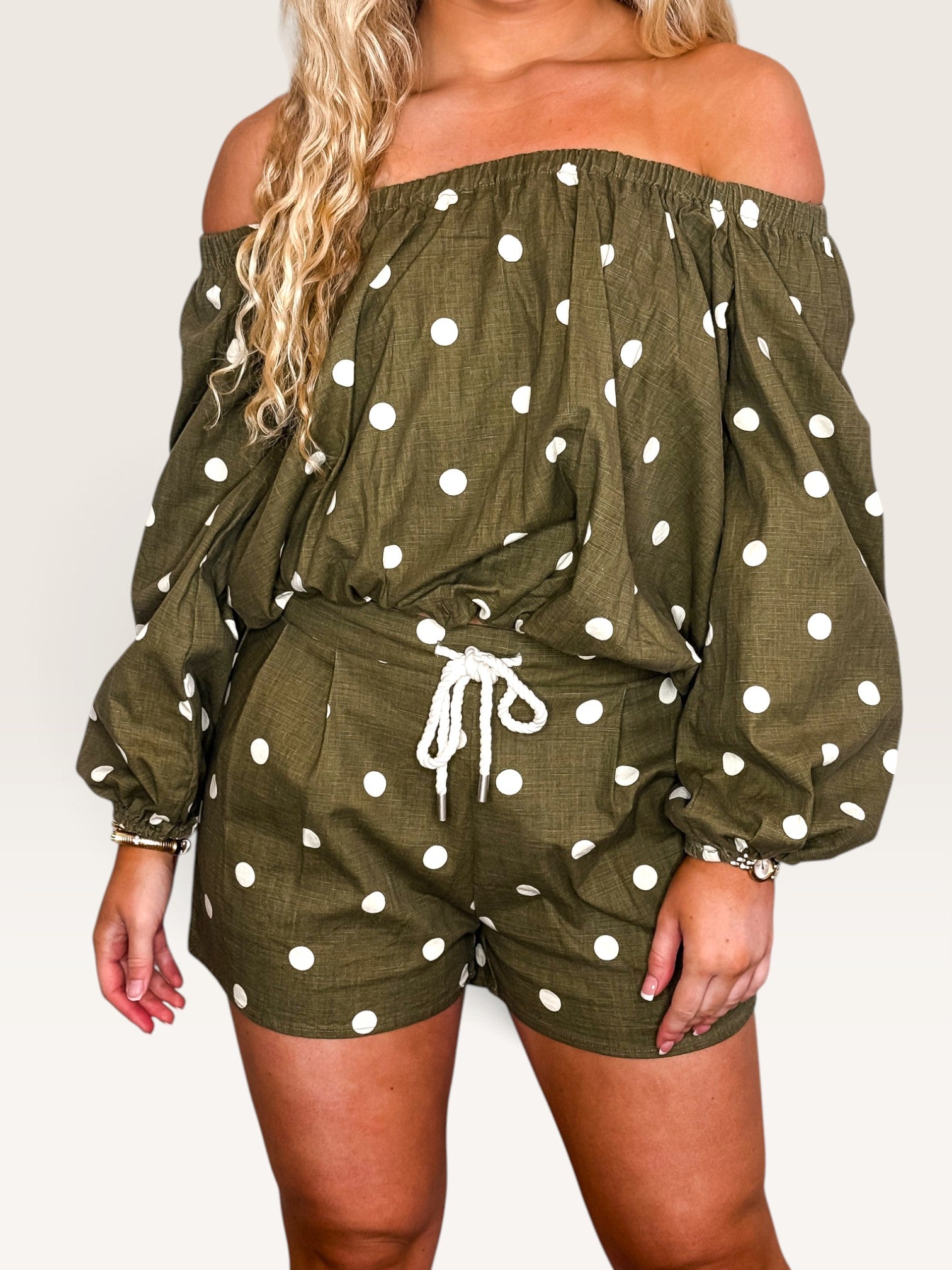 Tatum Polka Dot Top - Olive