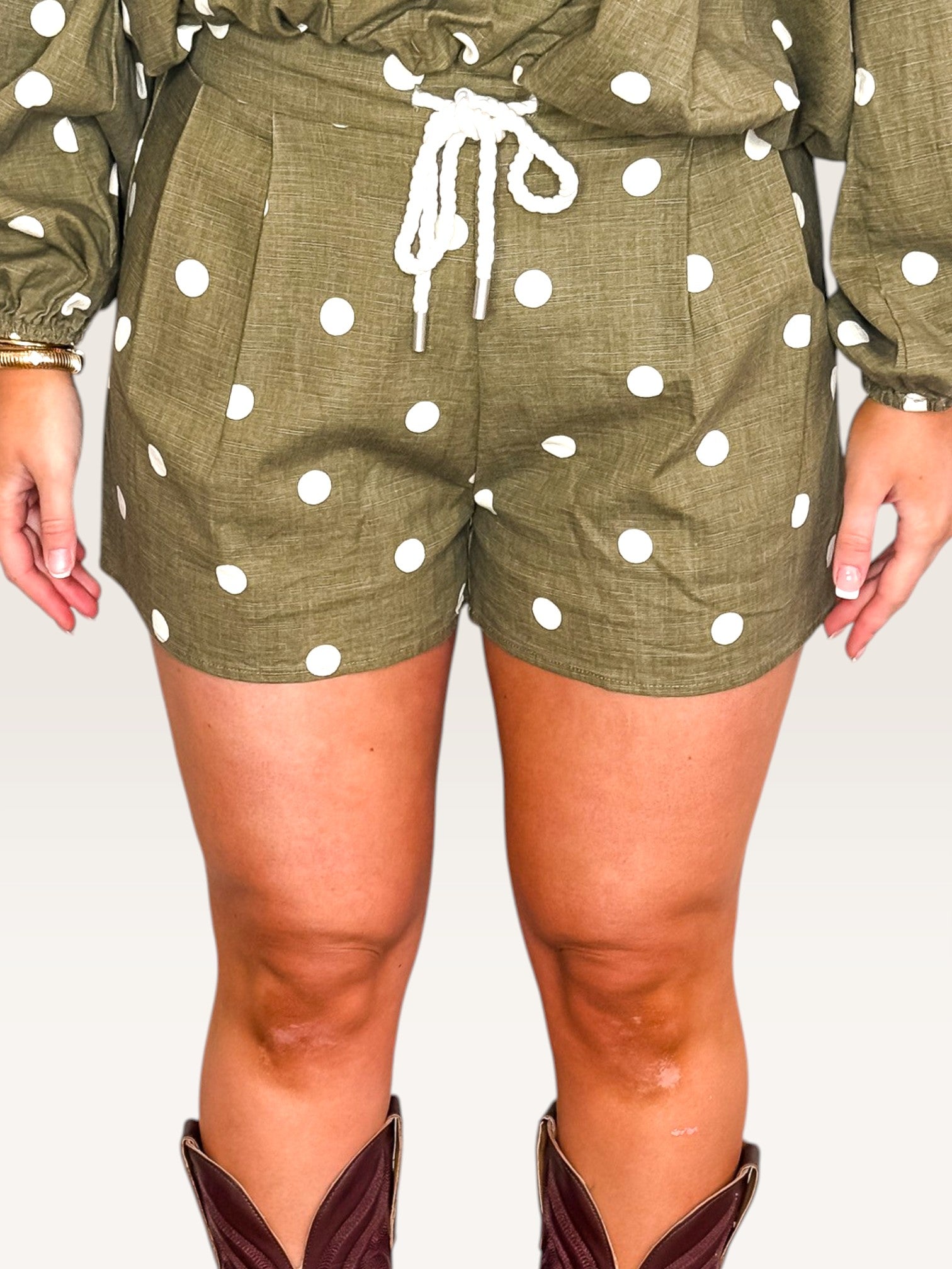 Tabitha Polka Dot Shorts - Olive