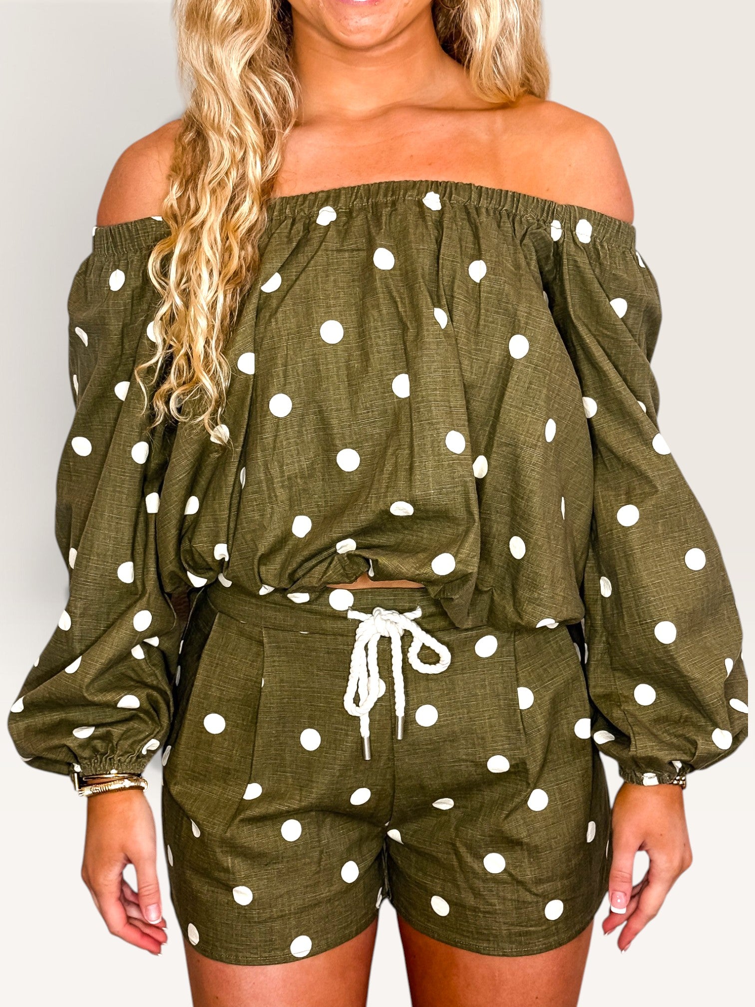 Tabitha Polka Dot Shorts - Olive