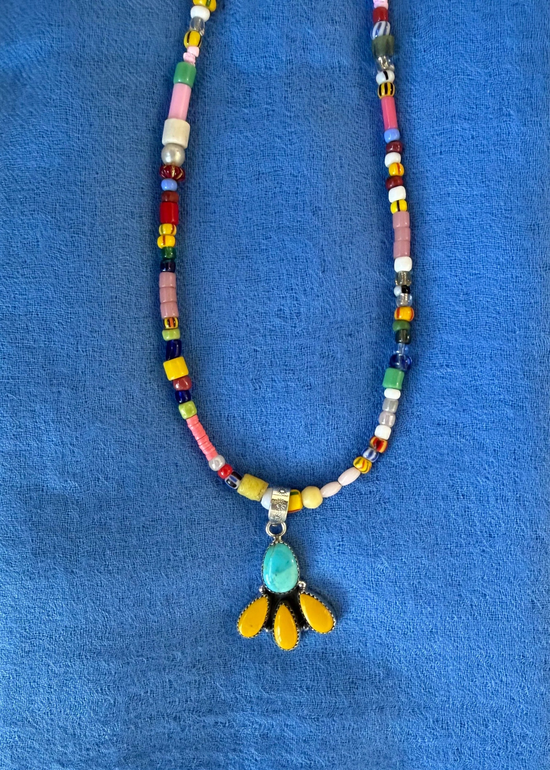 Turquoise and Yellow Drop Necklace