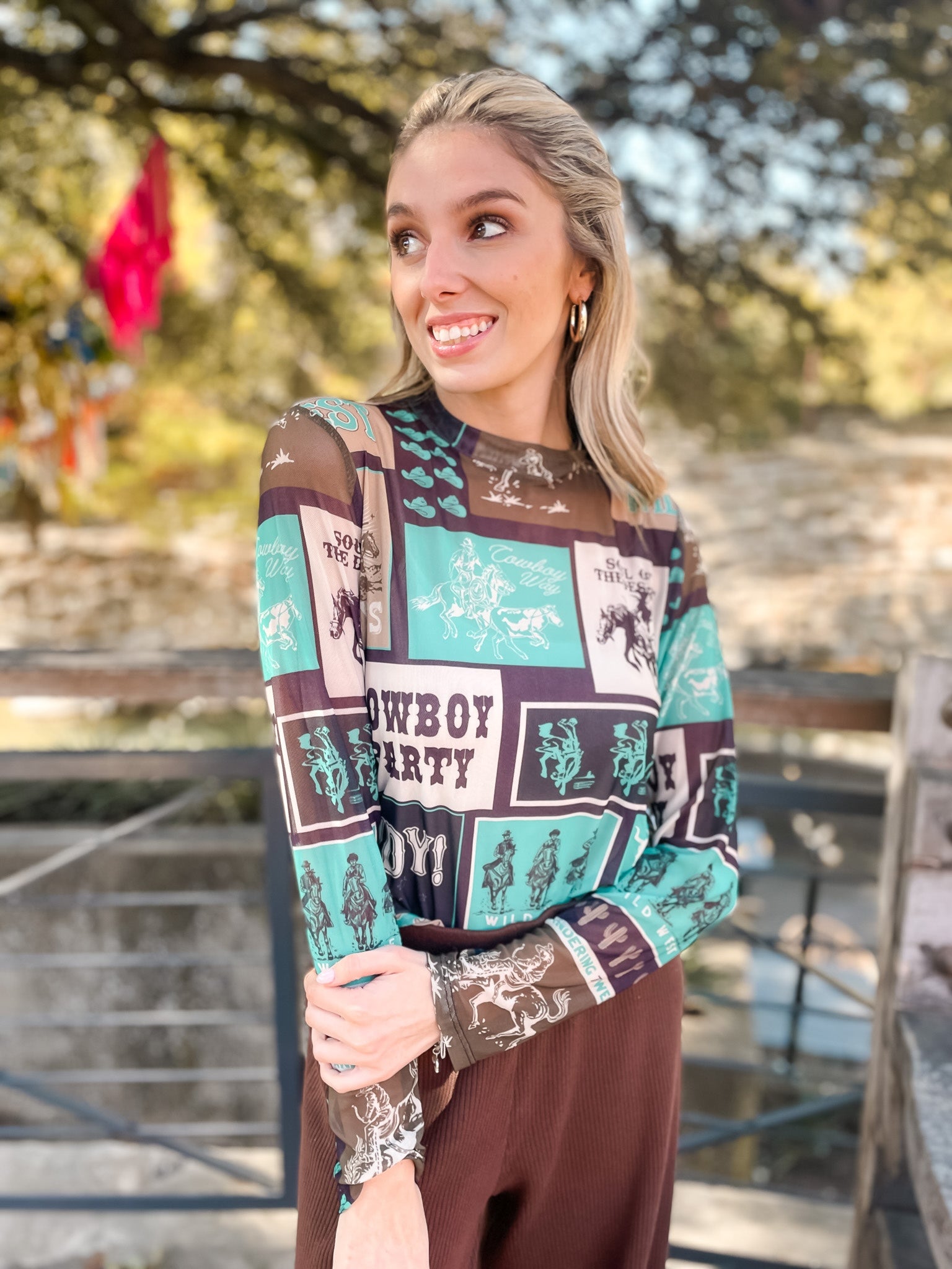 Cowboy Party Mesh Top - Teal